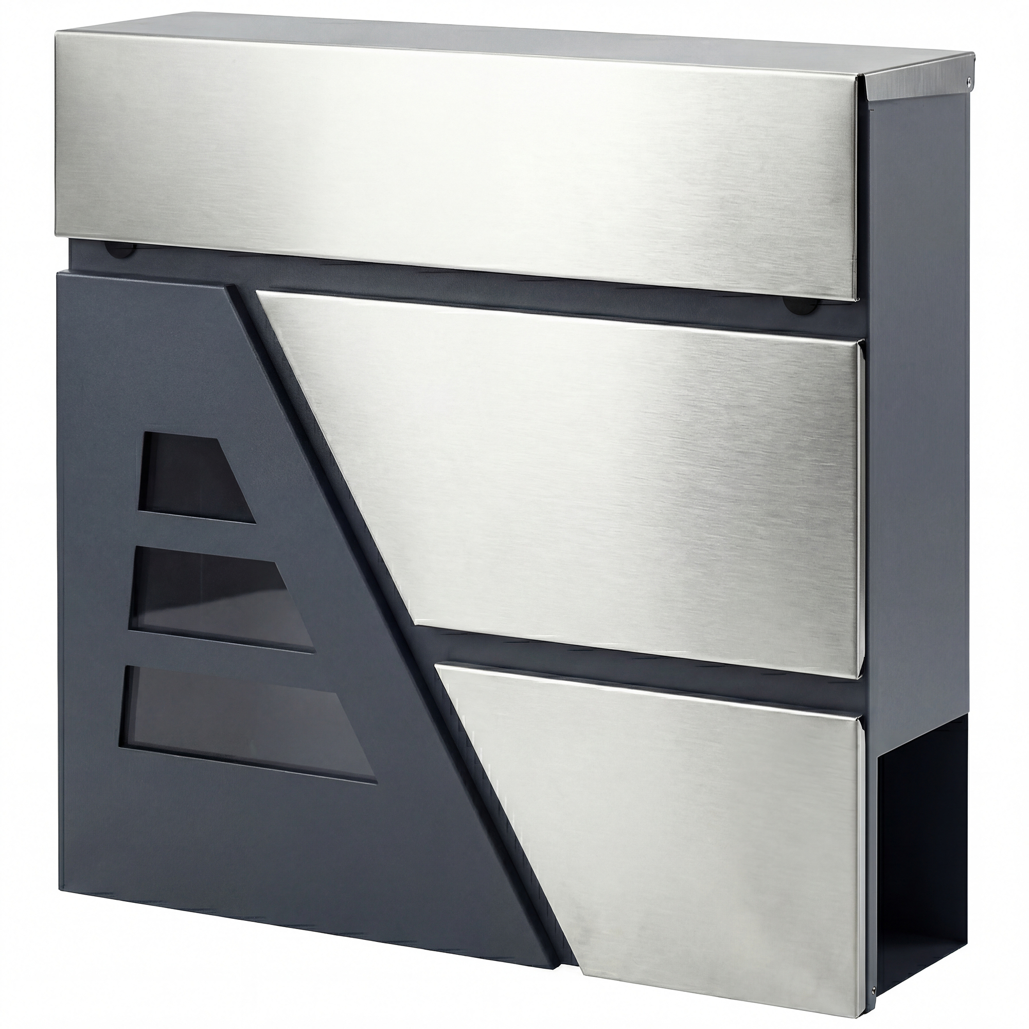 Ilmastikukindel seinale kinnitatav postkast ajalehehoidja ja 2 võtmega välisseinale, tumehall