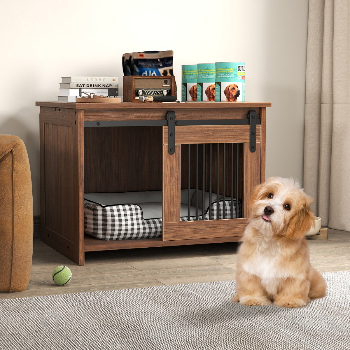 Puidust koerakuut 80x60x60 cm libiseva uks pruun