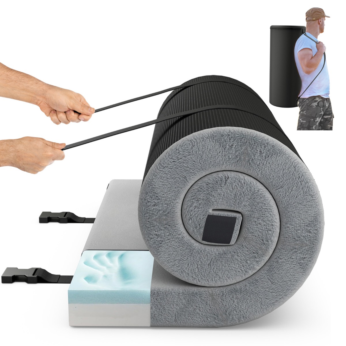 Mäluvaht matkamadrats veekindla kattega 188 x 78 x 65 cm hall