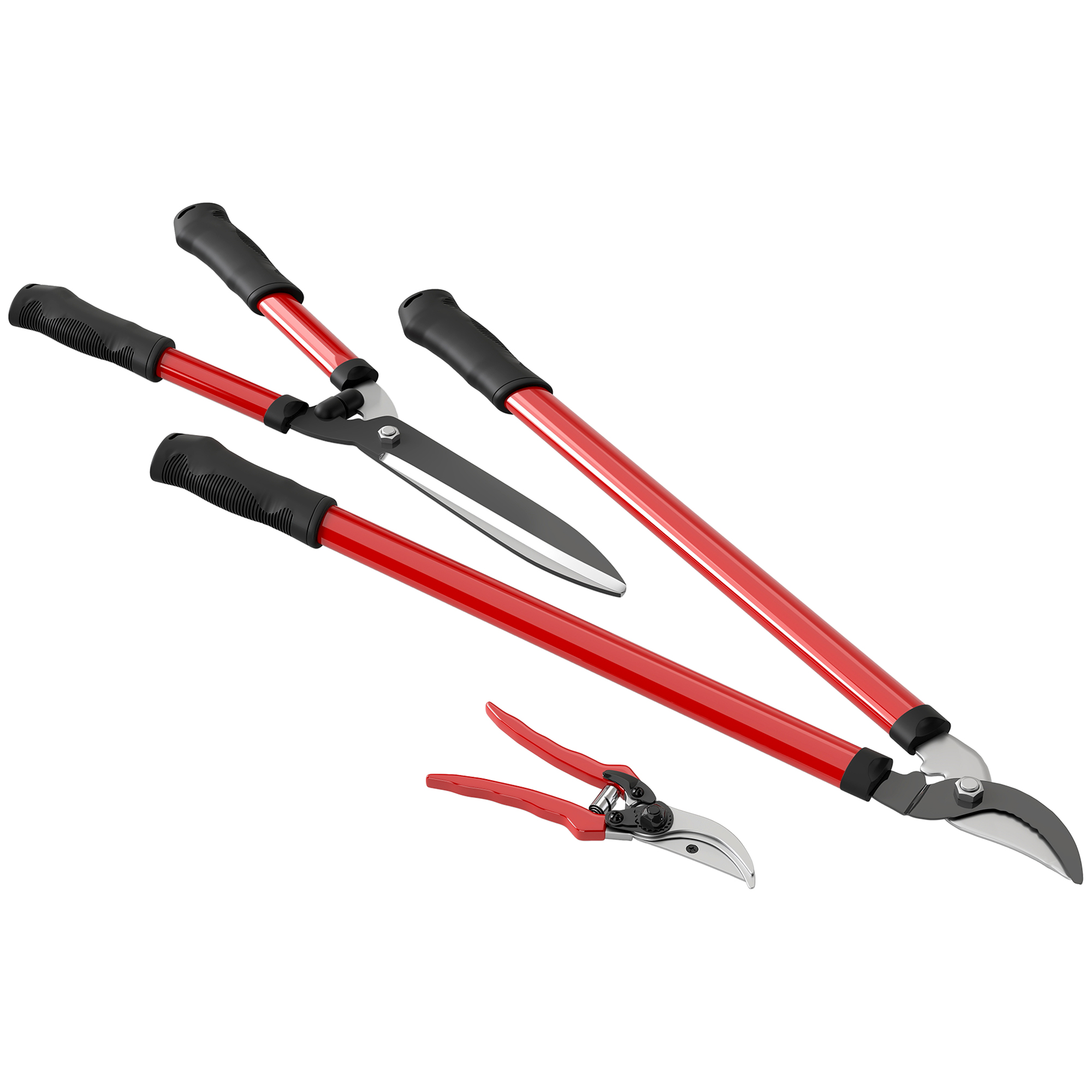 Hekikäärikomplekt, 3-osaline, aiakäärid, oksakäärid terasest teradega, käepide