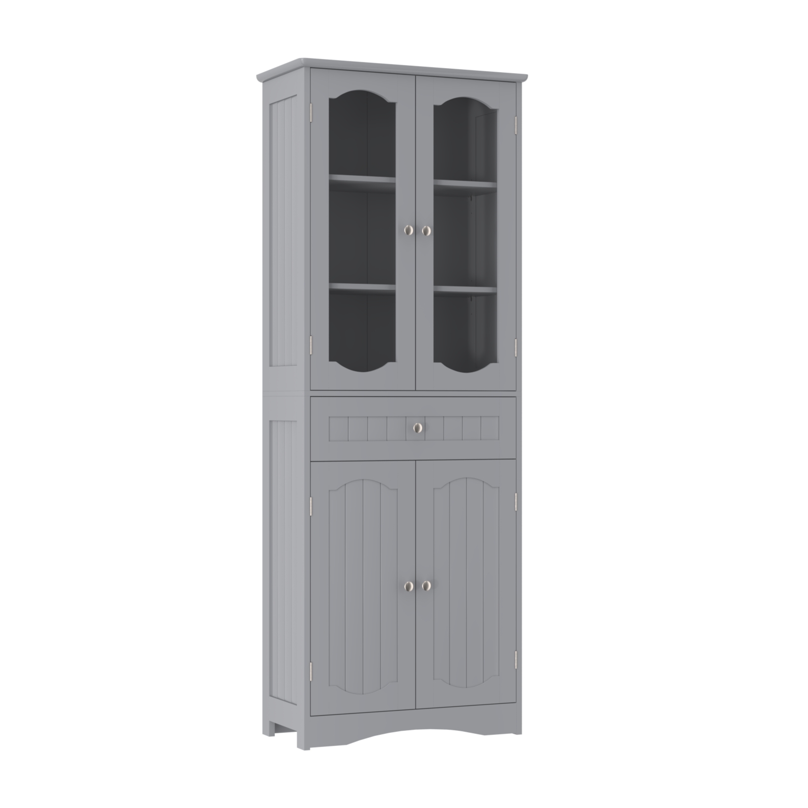 Vannitoakapp iseseisev kõrge kapp 4 ukse ja sahtliga hall 60 x 30 x 160 cm