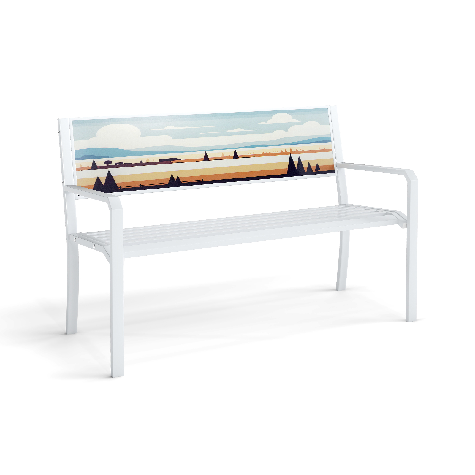 Metallist aiamööbel ilmastikukindel pink 2-kohaline pargipink kuni 300 kg kandevõimega valge