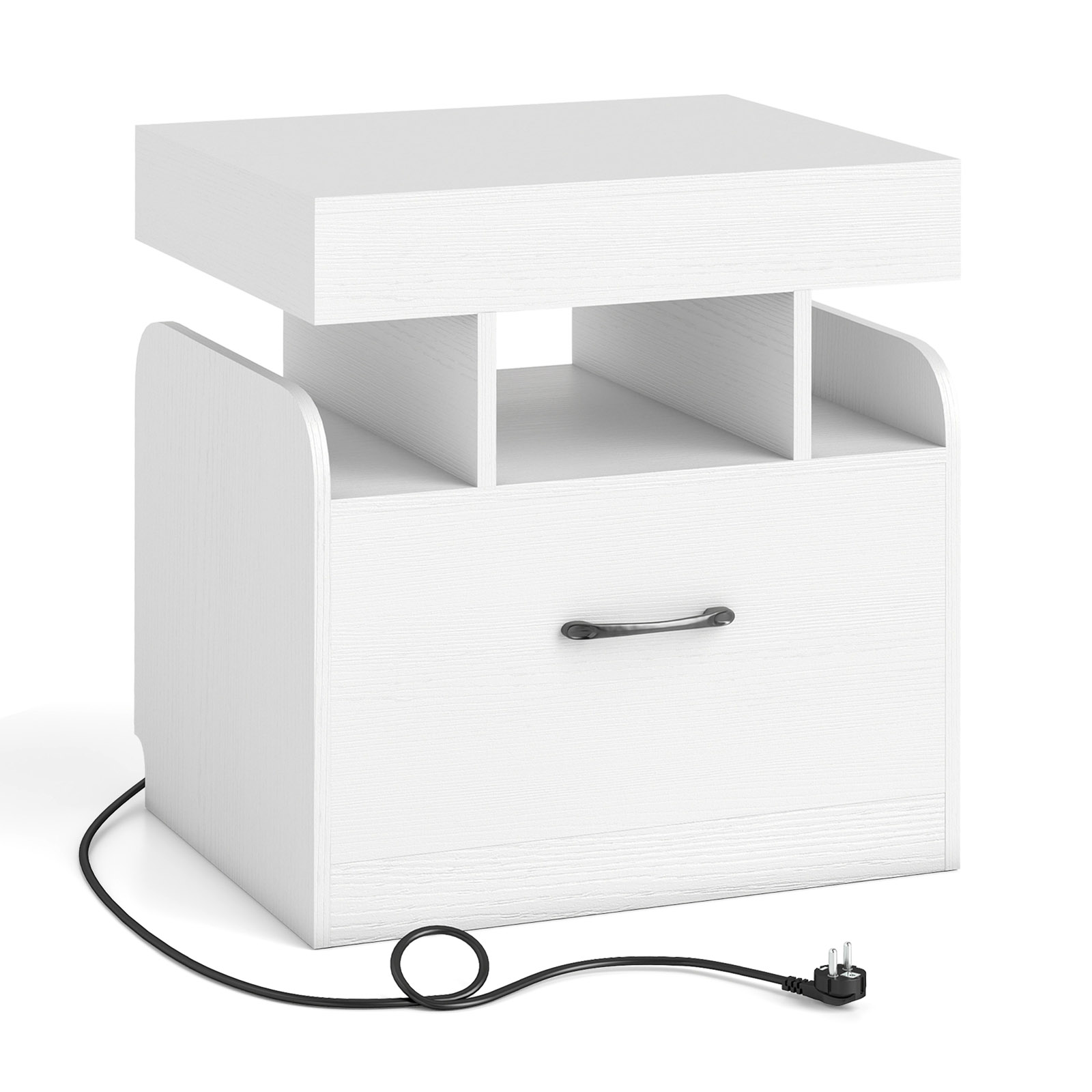 Öökapp laadimisjaamaga sahtliga abilaud avatud riiulitega öökapp 50 x 40 x 55 cm valge