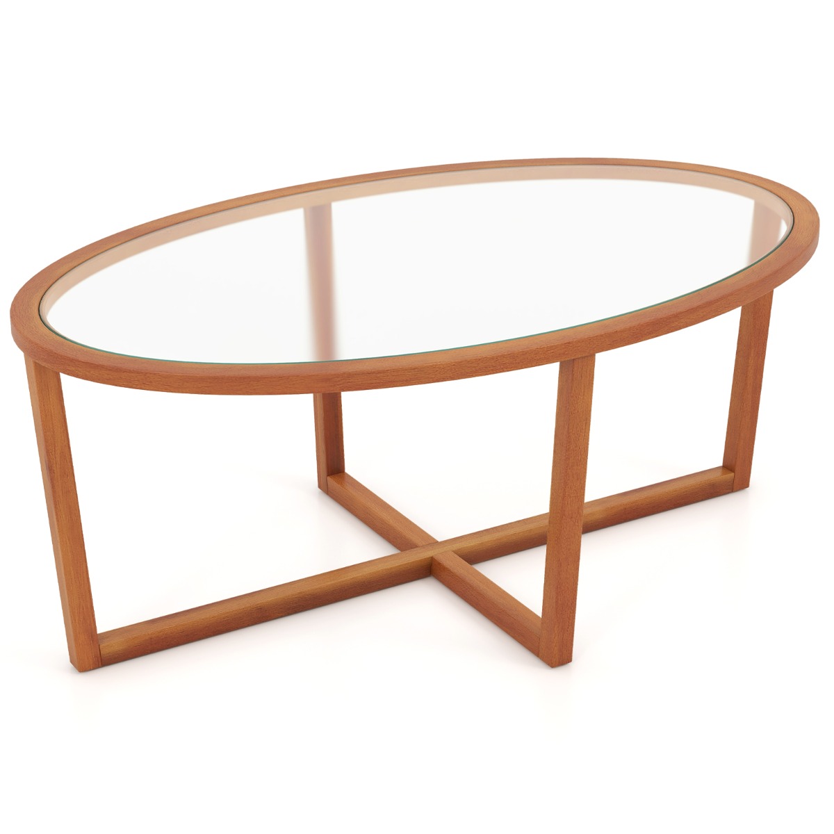 Klaasist diivanilaud ristjalgade ja akaatsiapuidust jalgadega kaasaegne klaaslaud abilaud