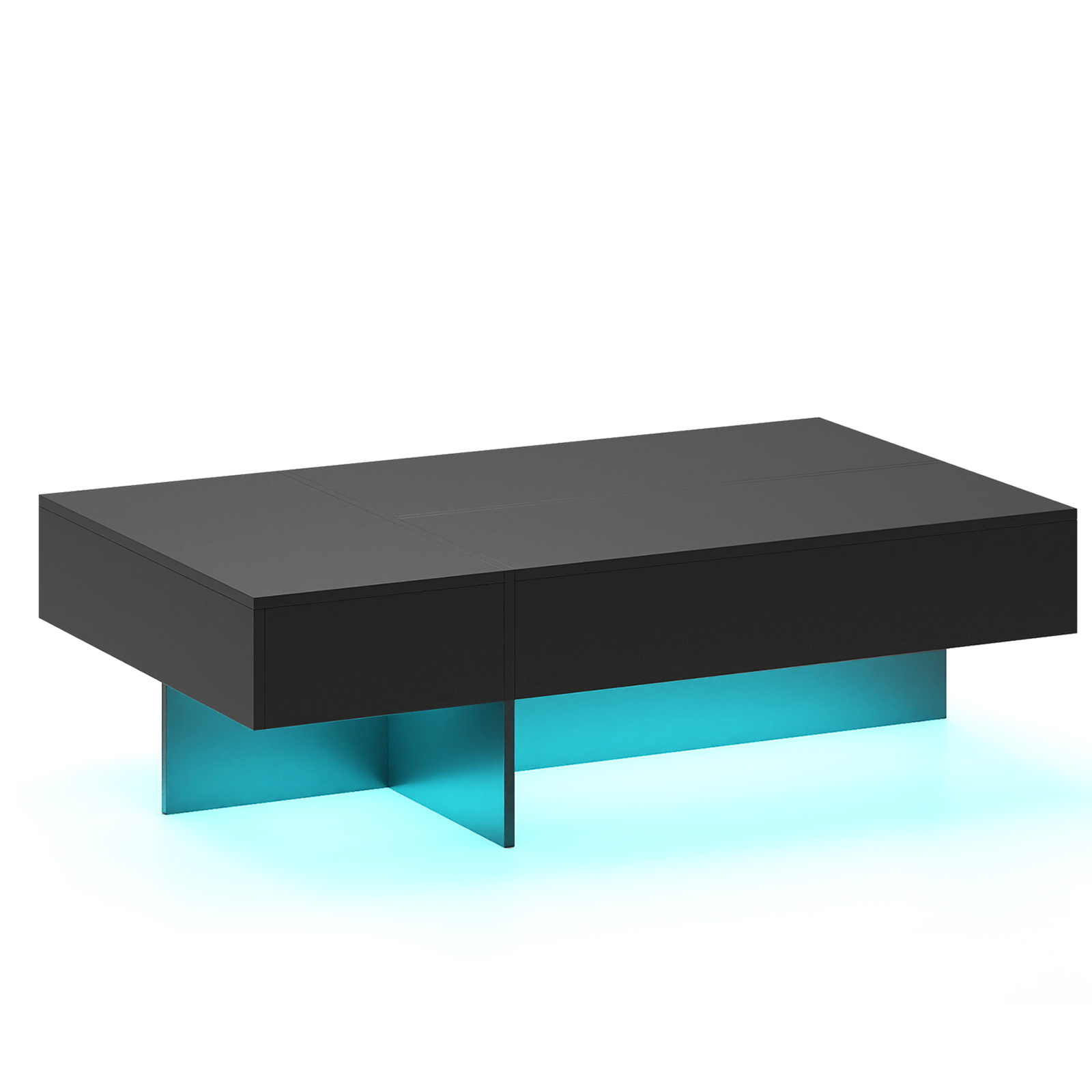 Kohvilaud LED-valgustusega, 3 sahtliga, must