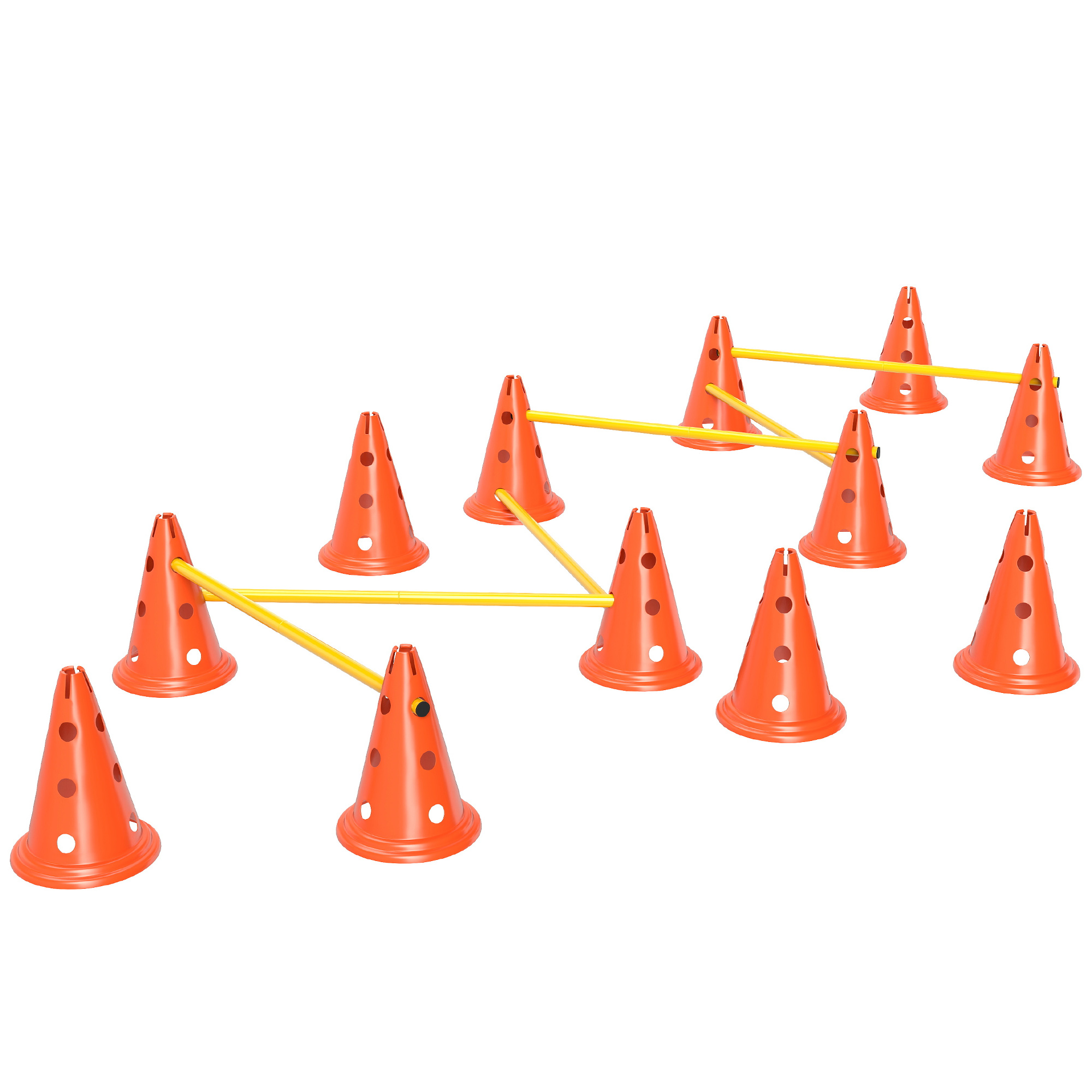 Koerte agilitykomplekt, 6-osaline agilityvarustus koerte treenimiseks, tõkkekomplekt 12 koonusega, 6 tõket, kandekott