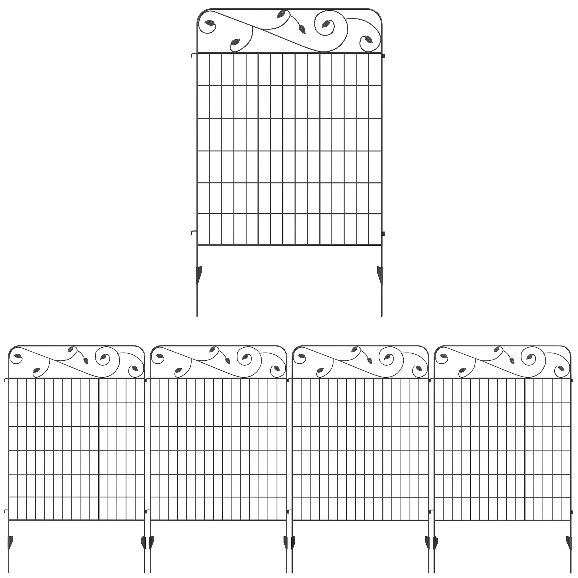 Aiapiire, traatvõrkaed, vintage-disain, ilmastikukindel, 3,52 x 1,1 m, must