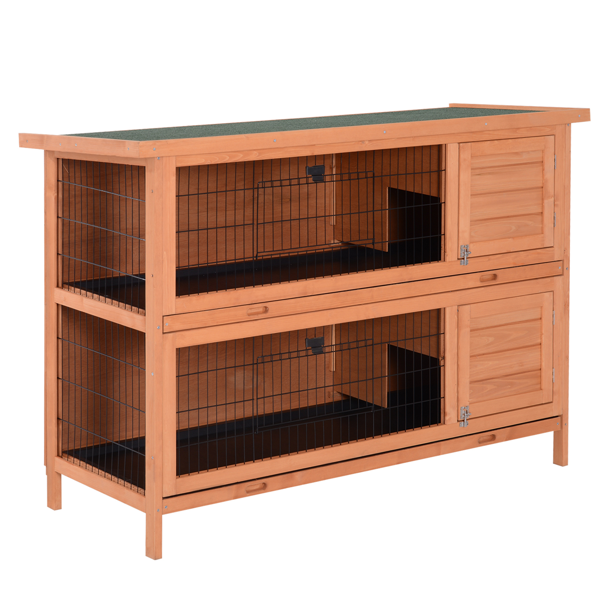 Talvekindel küülikupuur, 2 taset, puidust alus, asfaltkatus, uksed, 136,4 x 50 x 93 cm, oranž