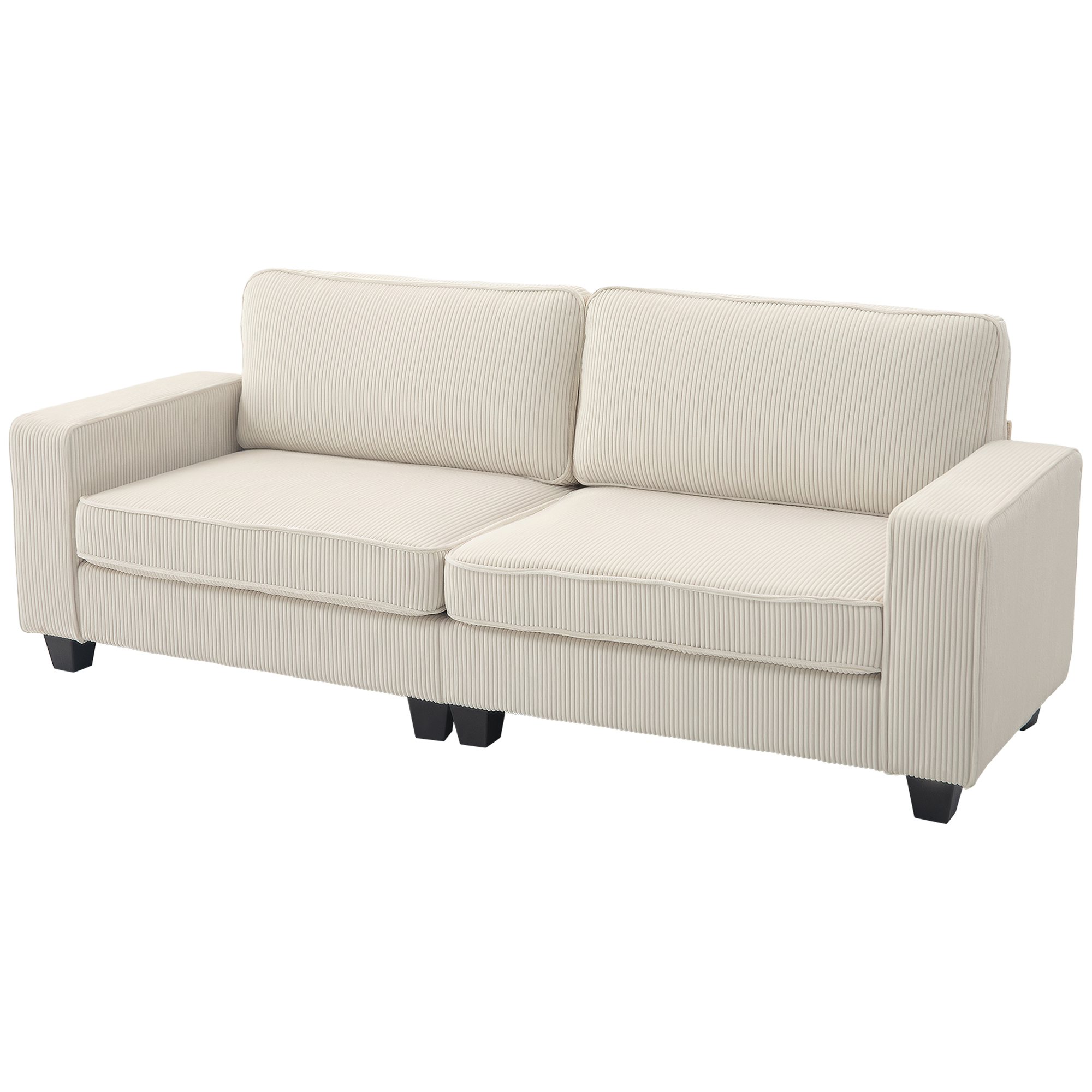 3-kohaline diivan velvetist kattega, elutoa diivan vedrusüdamikuga, kuni 400 kg, 227 x 84 x 87 cm, kreemvalge