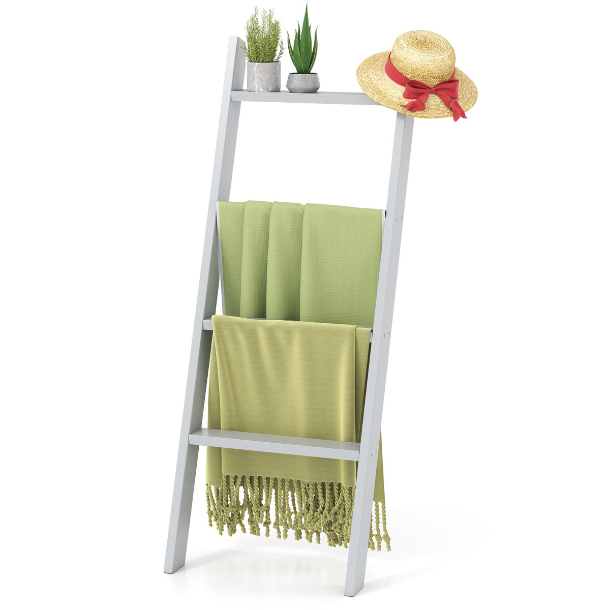 Neljakorruseline puidust laetrepiga rätikuhoidja 50 x 75 x 1367 cm hall