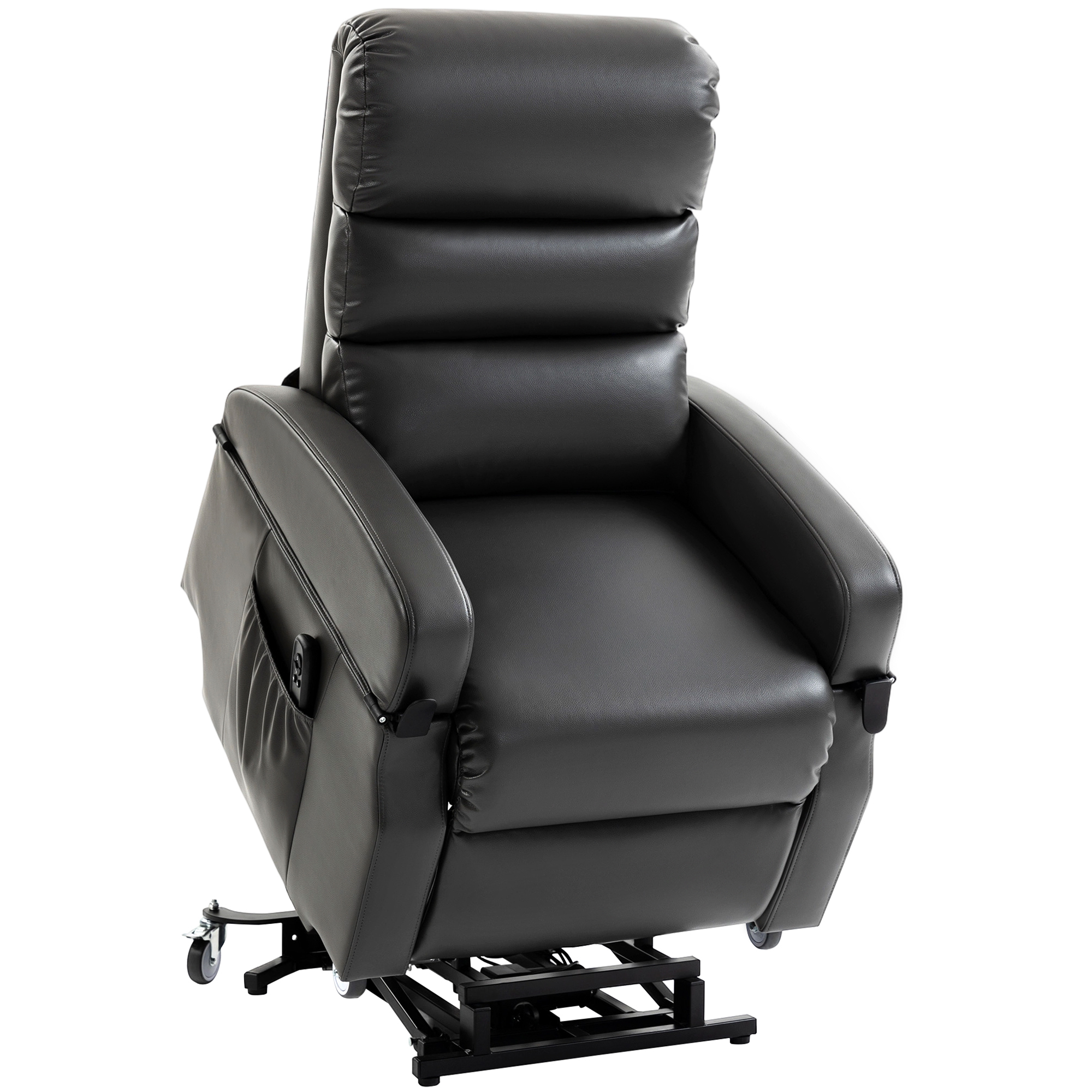 Tõsteabiga telekatool, elektriline tugitool puldiga, jalatugi, lamamisfunktsioon, tumehall