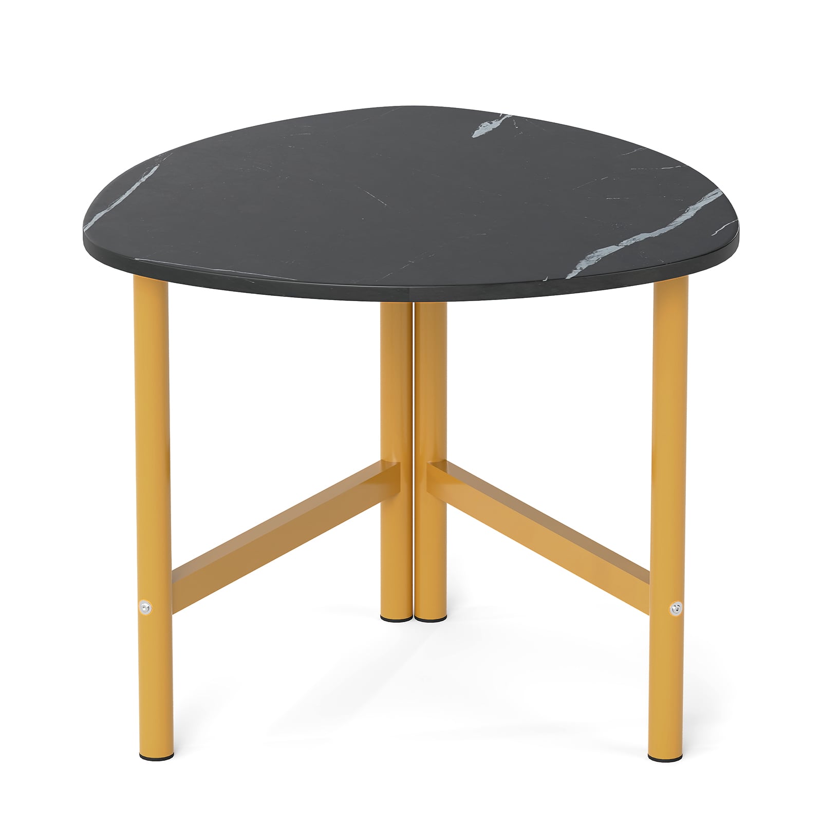 Kolmnurkne kohvilaud, ovaalne kohvilaud metalljalgadega, puidust aktsendid, maalähedane pruun ja must