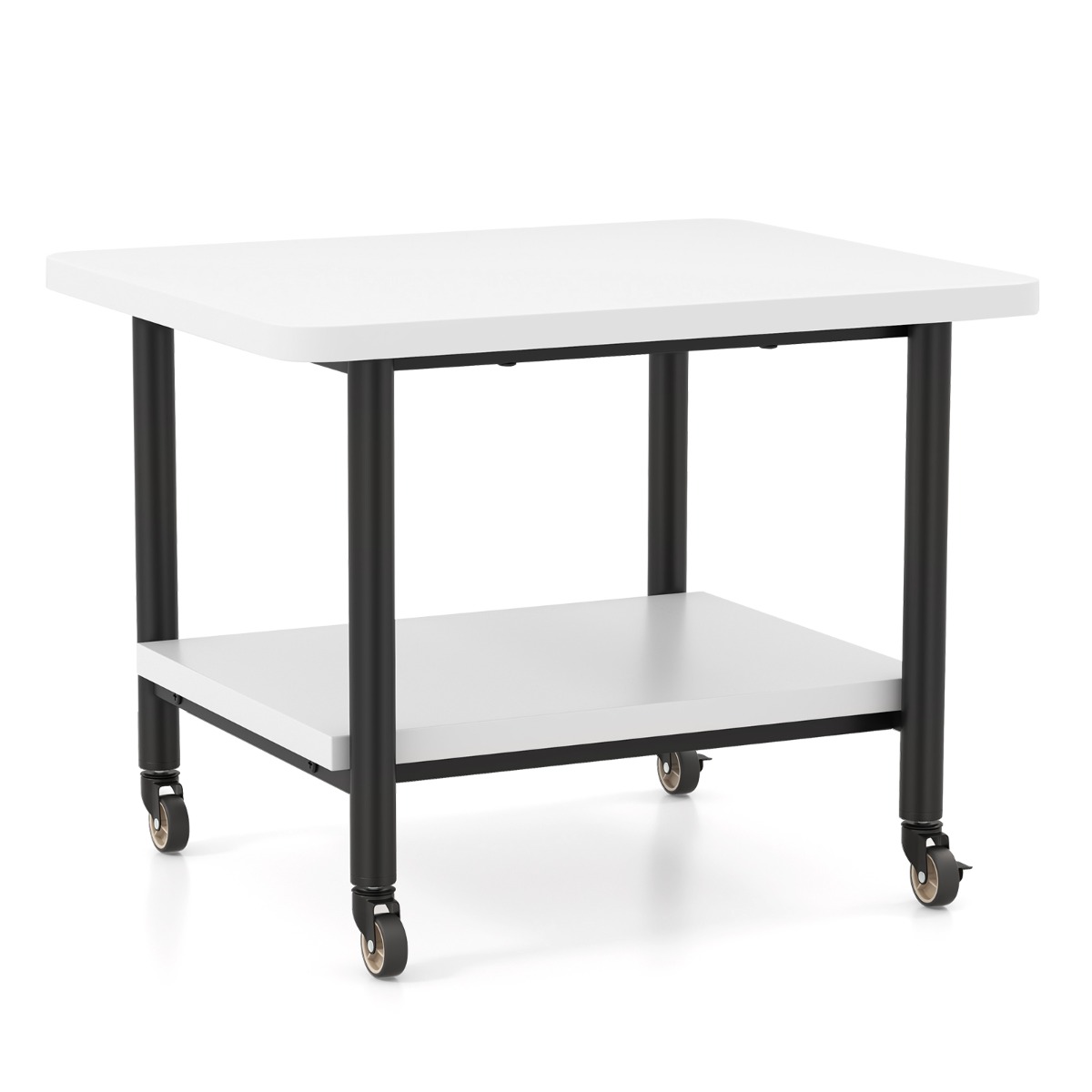 Printerilaud 2 taseme ja lukustatavate ratastega printerialus printerikäru valge