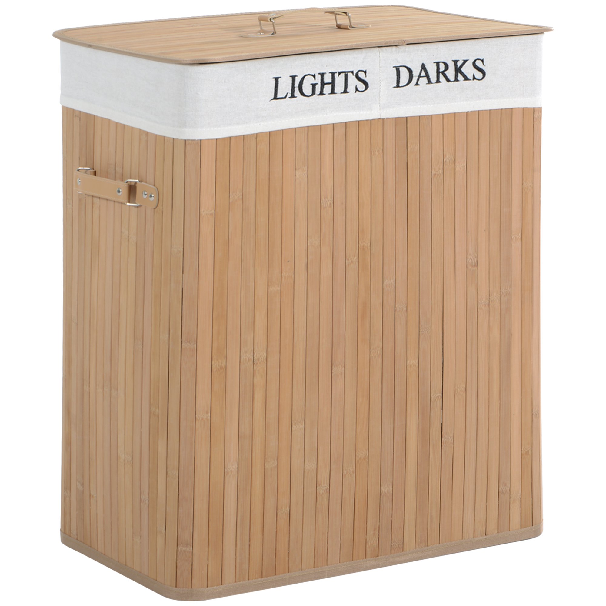 Bambusest pesukorv kaanega, 100 L pesukorv PU käepidemetega, lõuendist pesukott, pesukorvid, pesusorteerija pesuruumi, magamistuppa, vannituppa, naturaalne