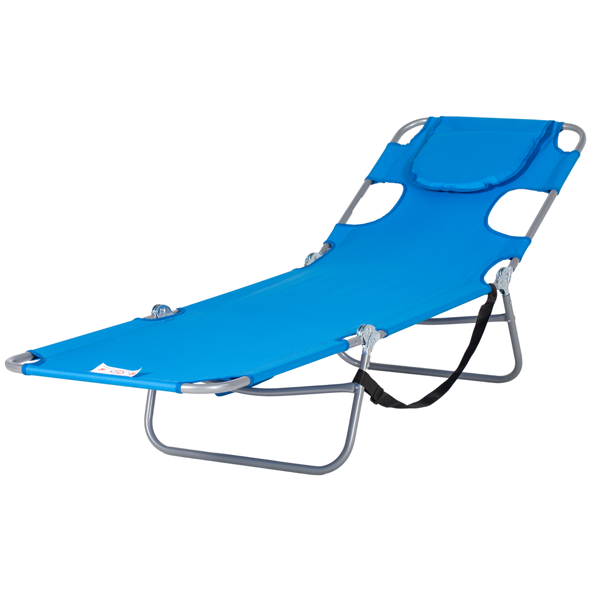 Aialaius, polsterdatud näoavaga lamamistool, õuemassaažilaud, küljetaskud, kangas, metall, sinine