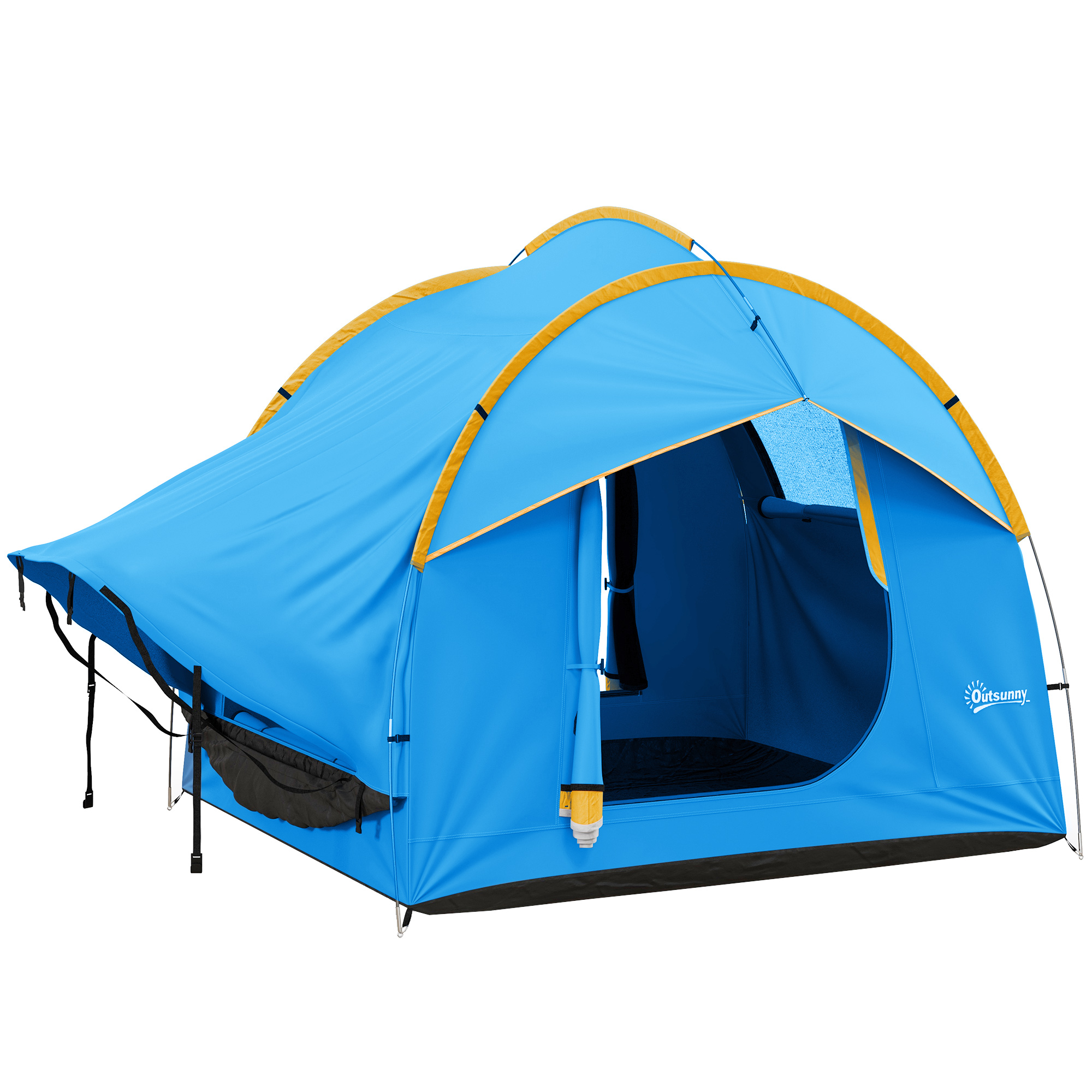 Autotelk-kämpingtelk, 3 ust, ilmastikukindel, 239 cm x 210 cm x 210 cm, oranž + sinine