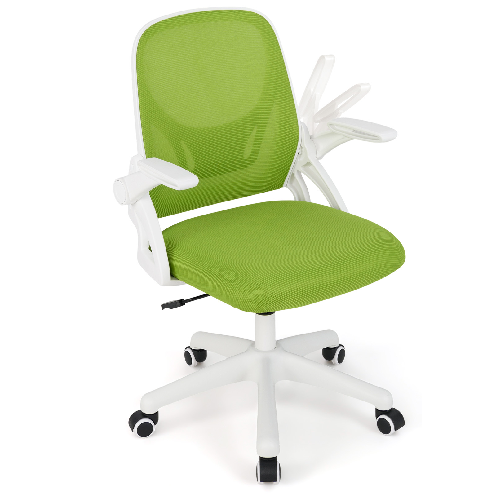 Ergonoomiline kontoritool ülesklapitavate käetugede ja kiikfunktsiooniga kirjutuslaud roheline