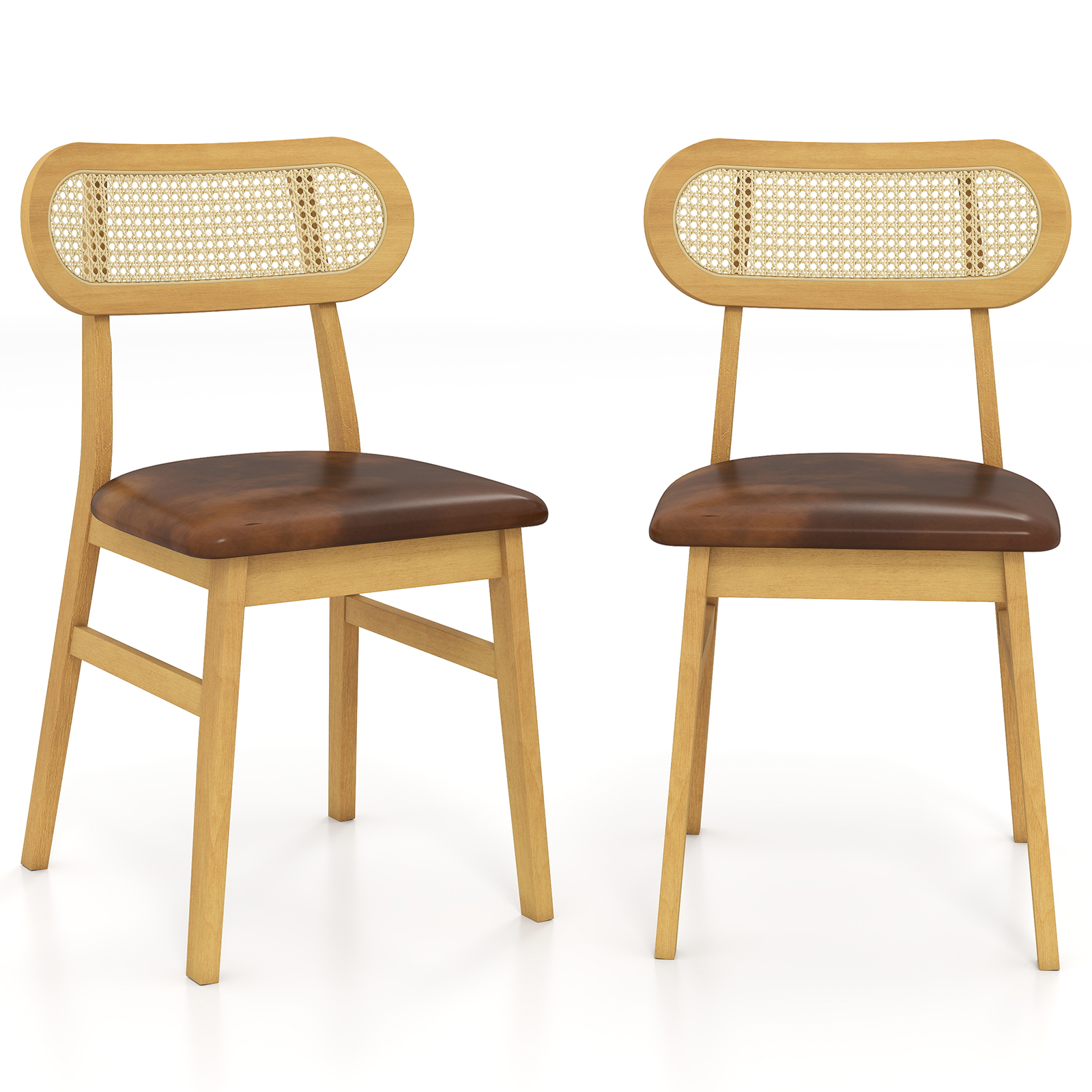 2-osaline puidust söögitoolide komplekt, pruun