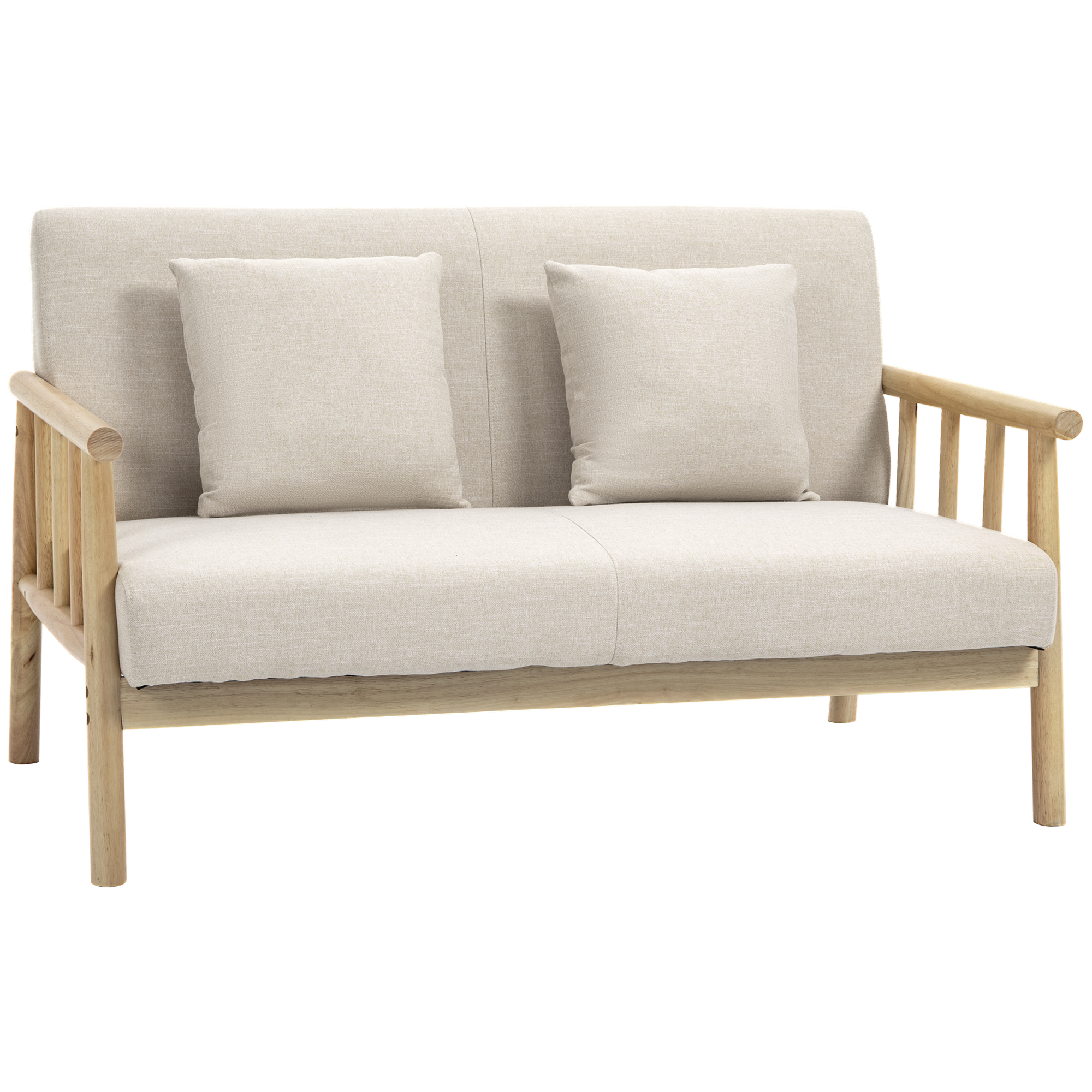 2-kohaline diivan, linase imitatsiooniga kangaga polster, kompaktne, kuni 200 kg, puitraam, 123P x 69L x 74K cm, beež