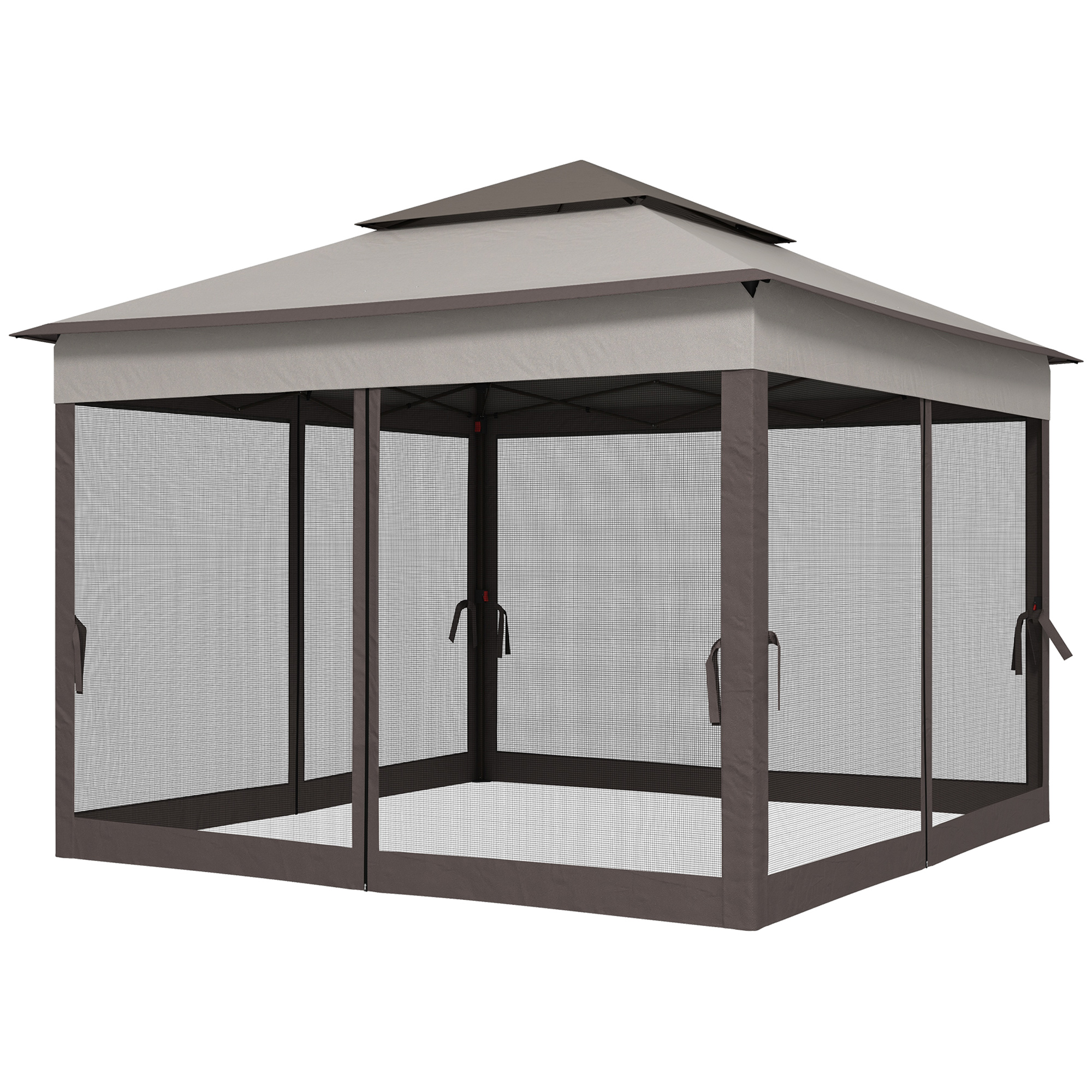 Kokkupandav paviljon külgseintega, hall, 3,25 x 3,25 x 2,7 m