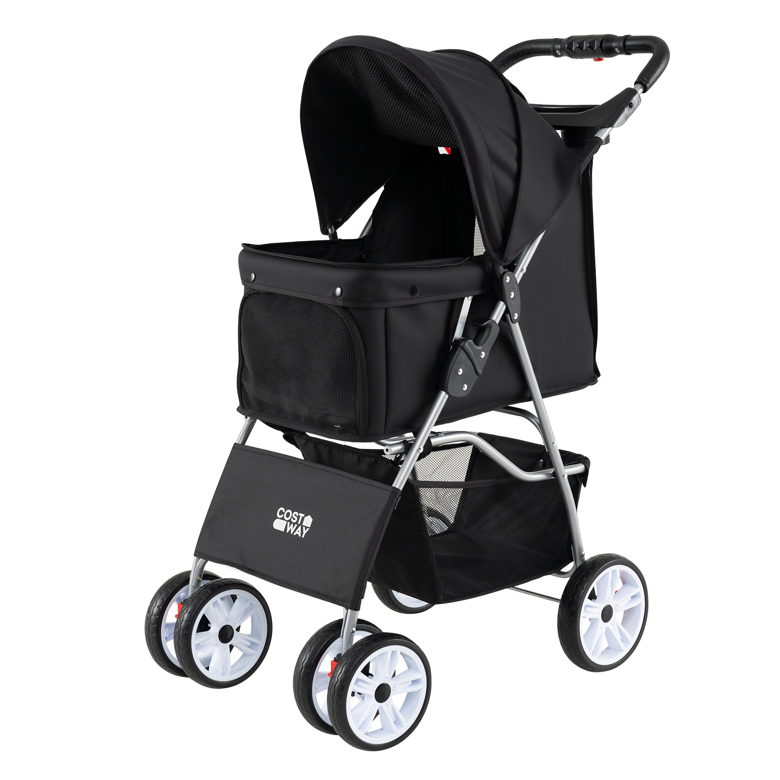 4-rattaline lemmikloomakäru kuni 15 kg, must