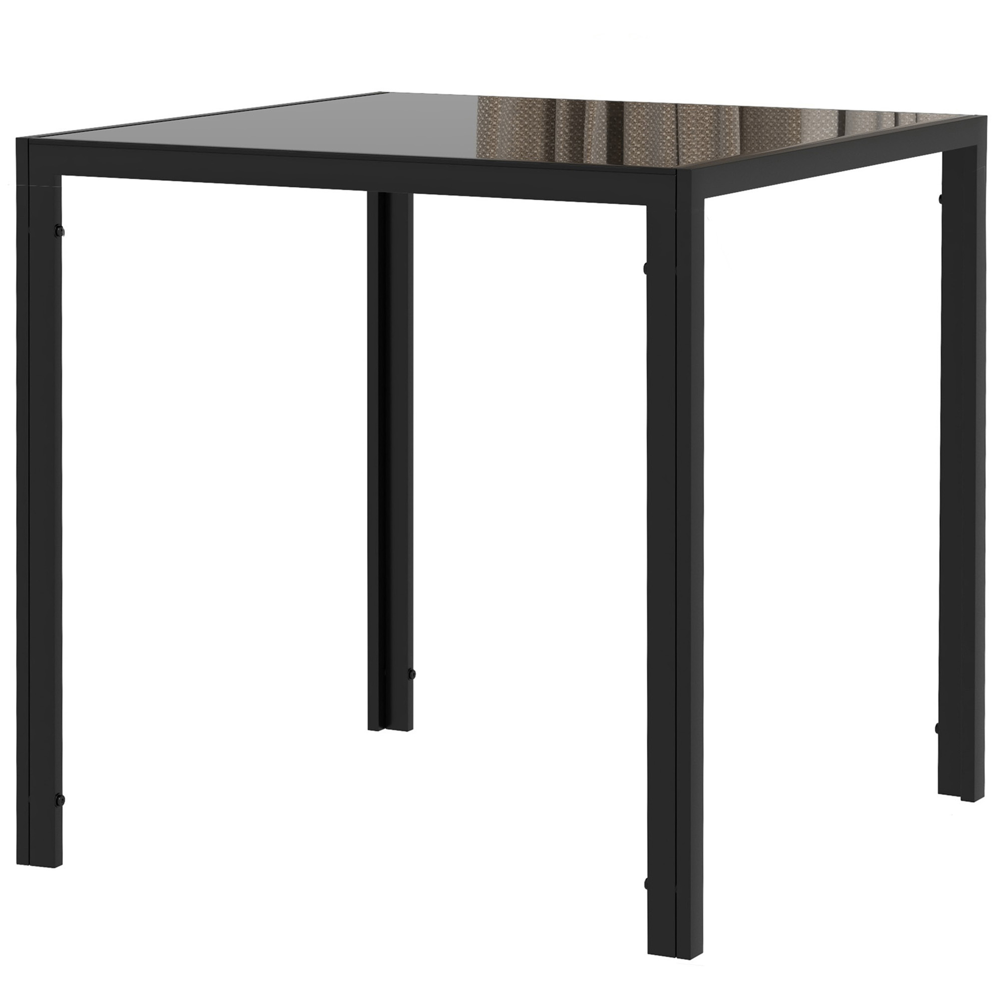 Ruudukujuline söögilaud 4 inimesele, karastatud klaasist lauaplaat, kööki ja söögituppa, 75 x 75 x 75 cm, must