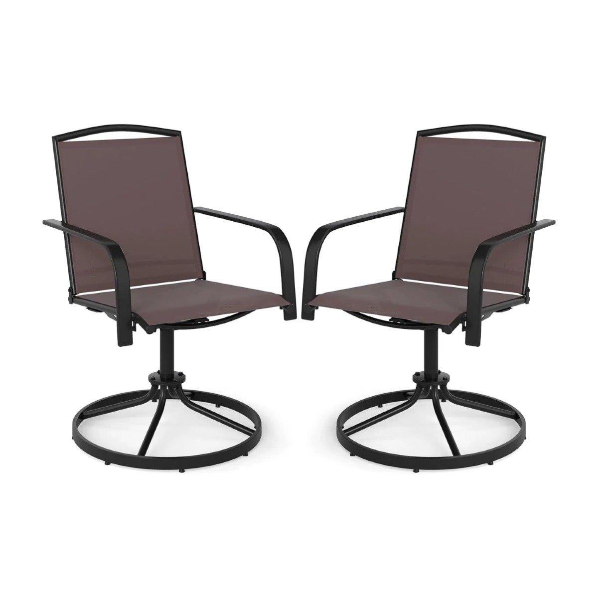 2-osaline komplekt 360 pööratavad aiatoolid kiiresti kuivava kangaga terrassitoolid pruunid