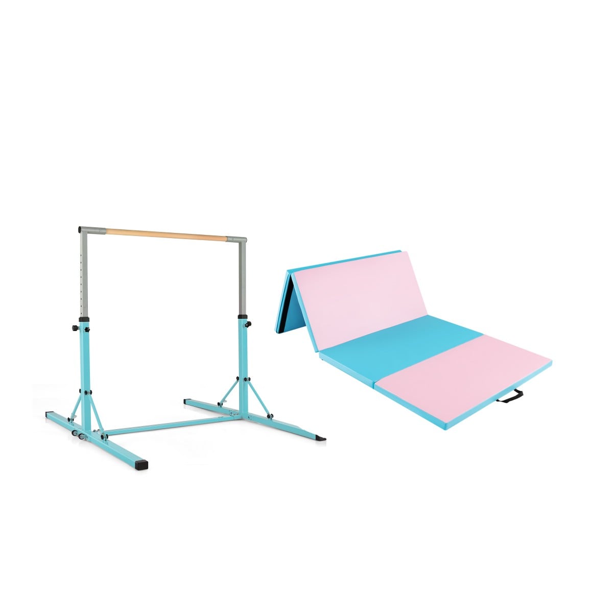 Kokkupandav võimlemislatt lastele, vankumatu kodune treeningvahend võimlemismatiga, roheline