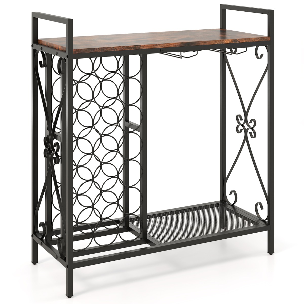 Veiniriiul 21 pudelile klaasihoidja ja lauaplaadiga iseseisev pudeliriiul