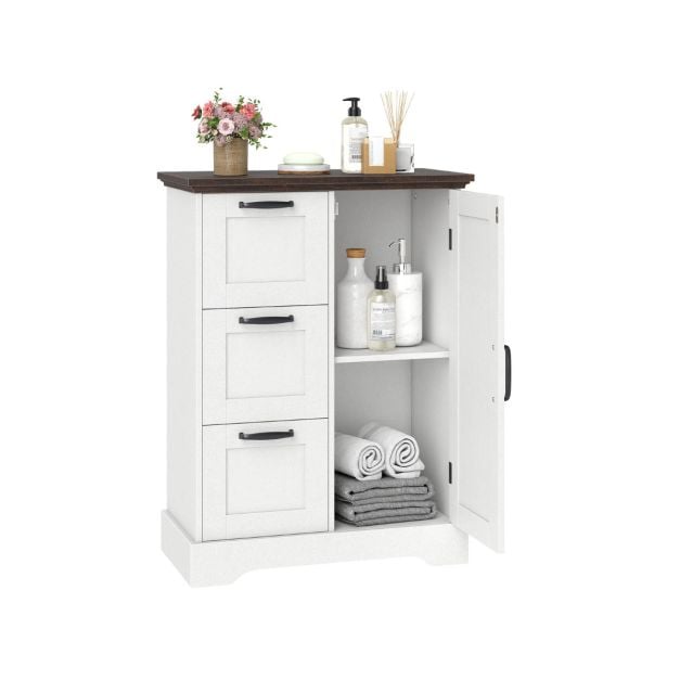 Põrandakapp laudauksega ja 3 sahtliga - valge