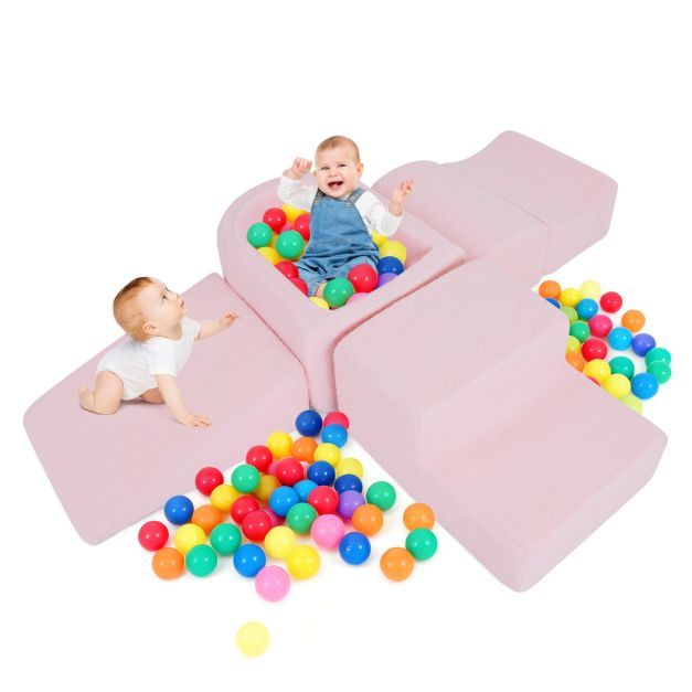 5-osaline pehme ronimiskomplekt-roosa