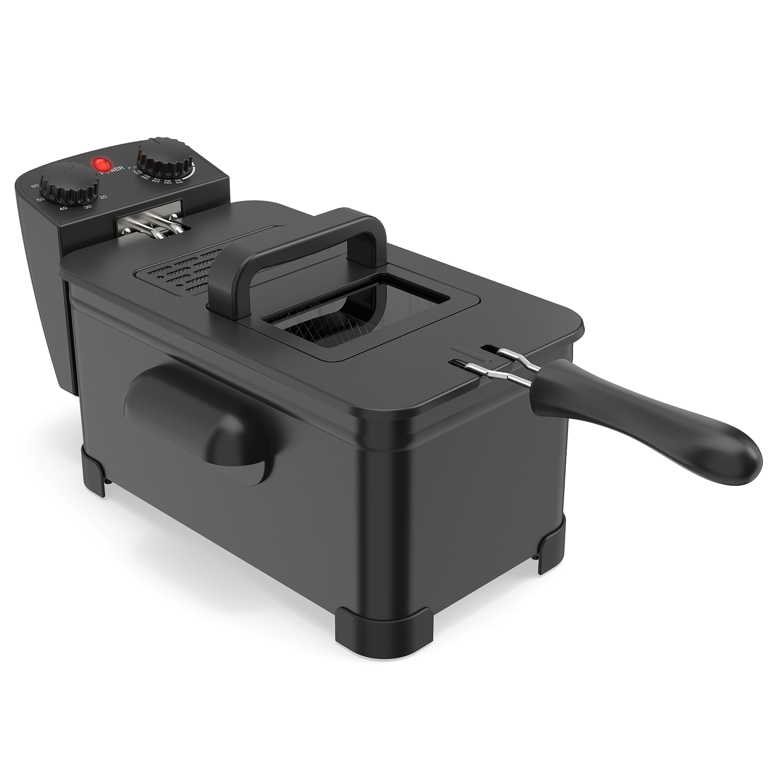 Fritüür 2000 W, 3-liitrise õlimahutavusega, reguleeritava termostaadiga 150–190 ℃, must