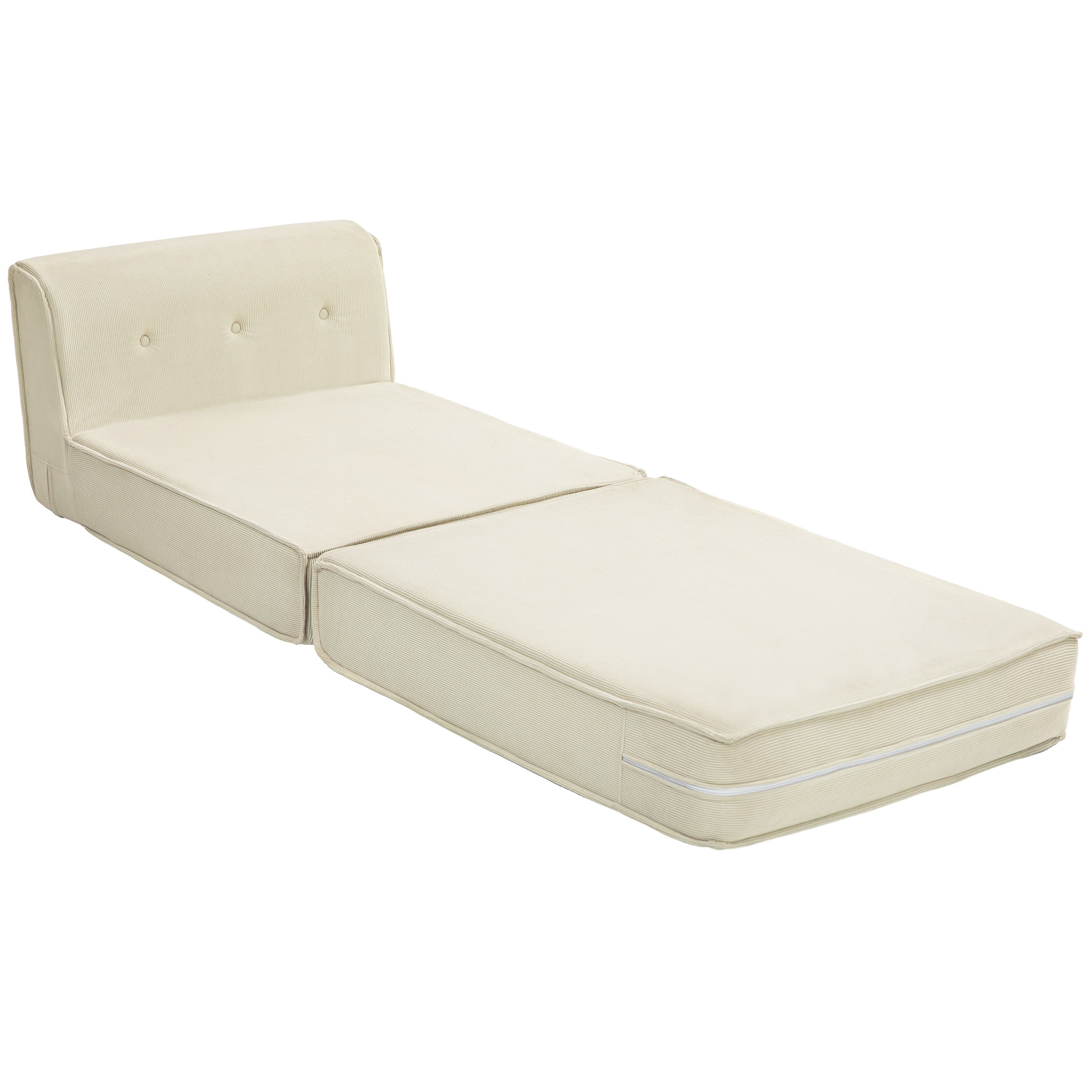 Põrandadiivan 2-ühes kokkupandav magamisdiivan nöörmustriga, polsterdatud diivanvoodi kuni 240 kg kandevõimega elutuppa, magamistuppa, kreemvalge