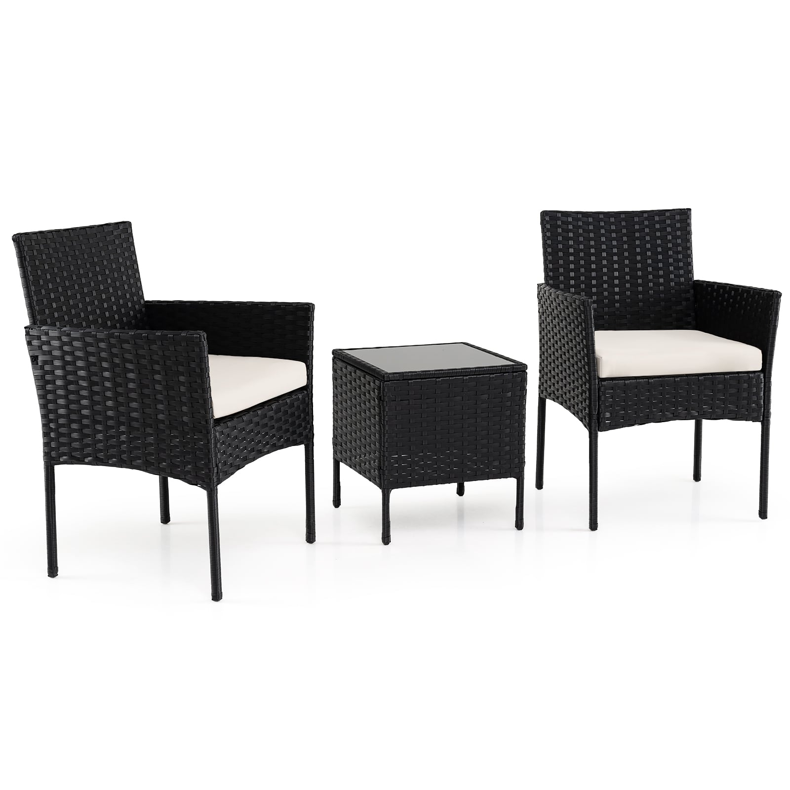 Aiamööblikomplekt, 3-osaline rotangist rõdumööbel 2 tooli ja aialauaga, beež