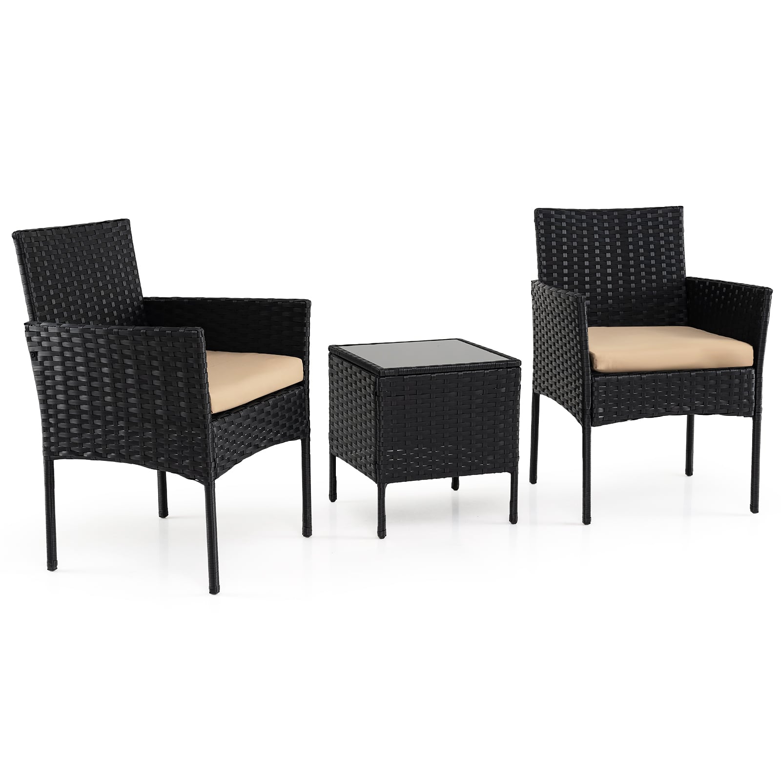 Aiamööblikomplekt, 3-osaline rotangist rõdumööbel 2 tooli ja aialauaga, kollane