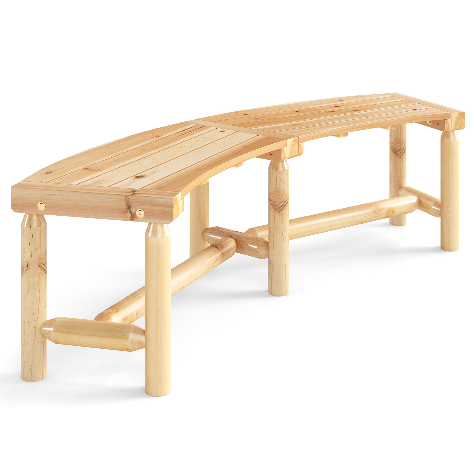 Kaardus aiamööbli massiivpuidust lõkkeplatsipink 2-3 inimesele välibank naturaalne