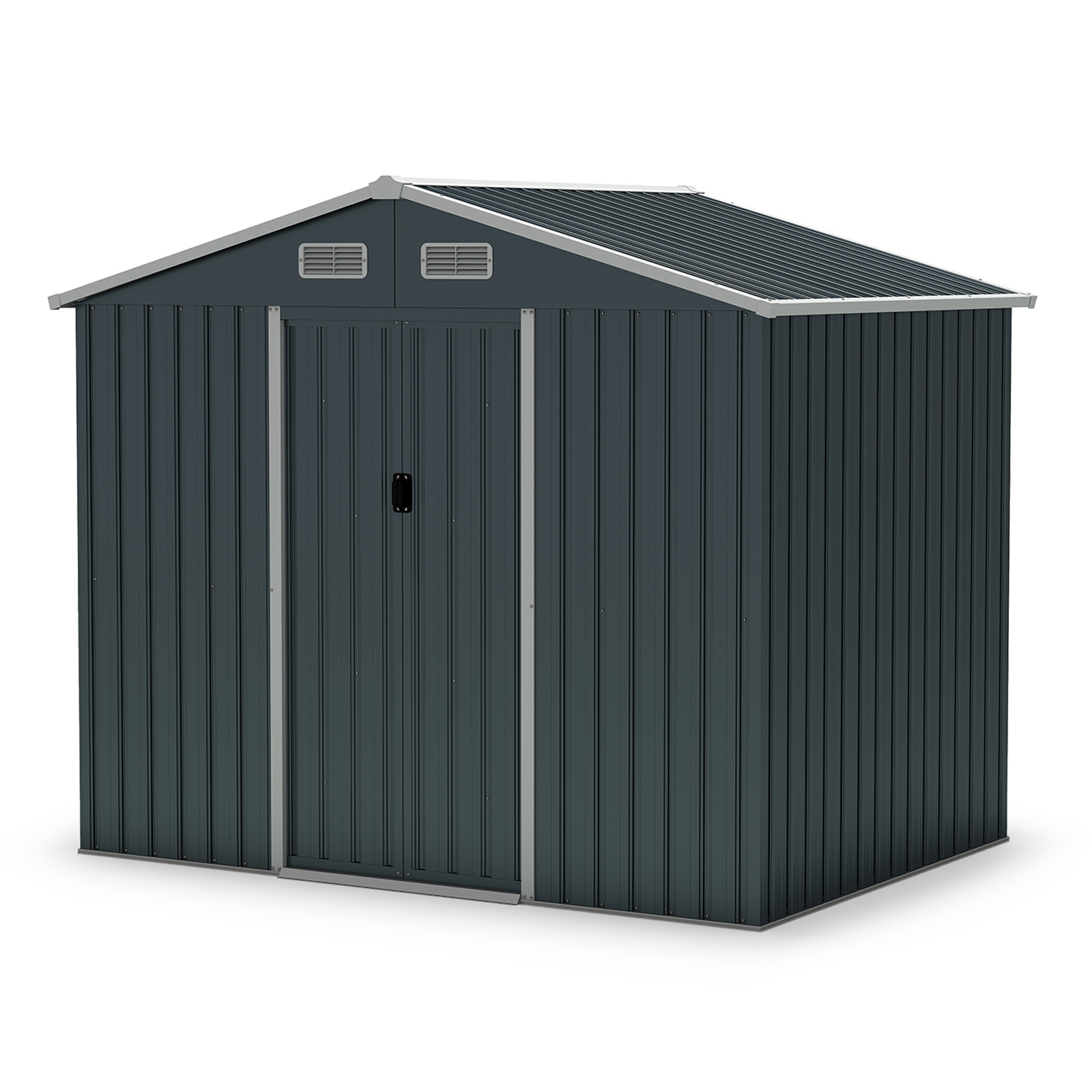 Seadmemaja metallist kaldkatuse ja lükandustega aiakuur jalgrattagaraa aiakuur