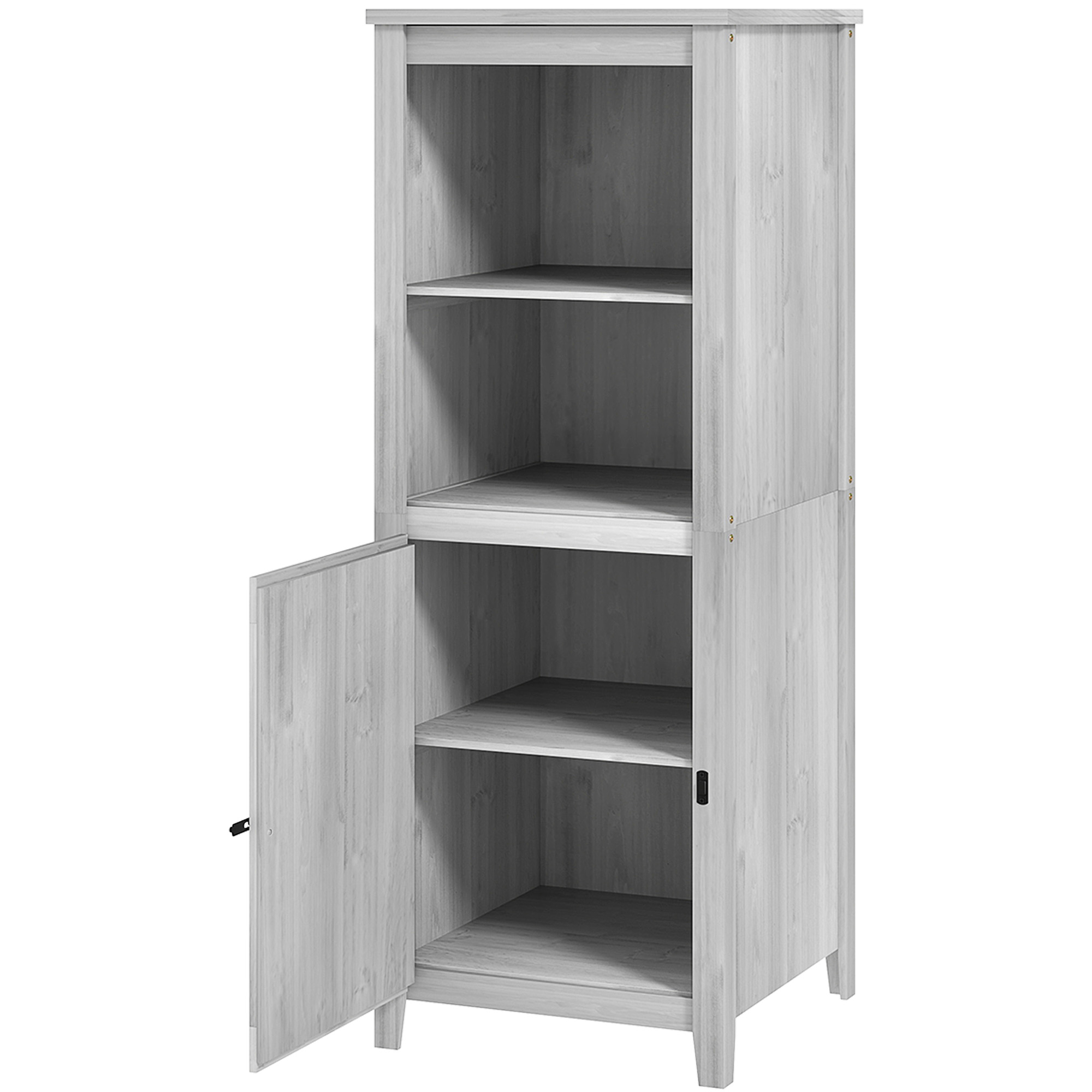 Aiakuur laudauksega, reguleeritavate riiulitega, õhuke disain, kuusepuit, helehall