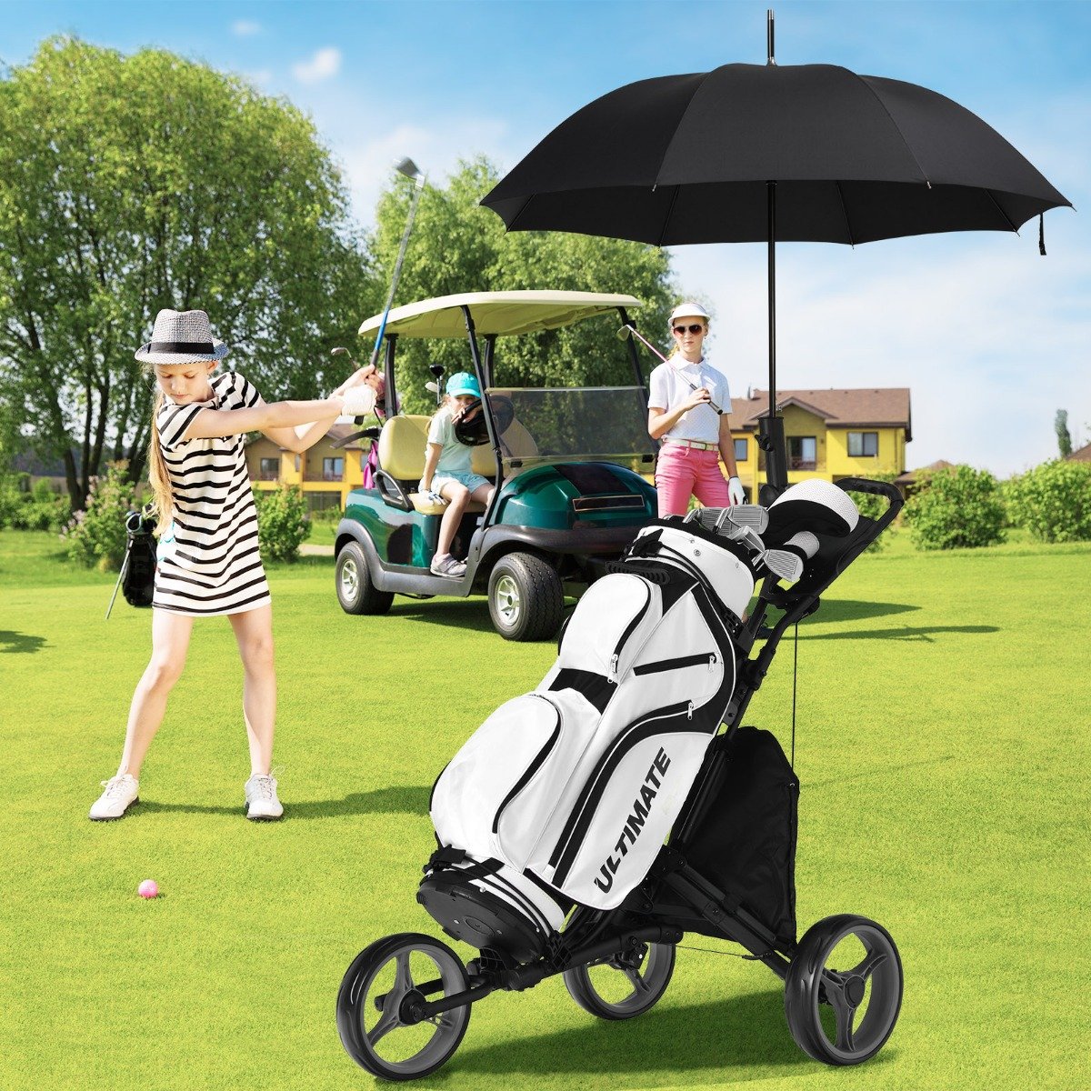 Golfikäru 3 rattaga golfikäru golfikäru golf kokkupandav golf caddy golfikäru valmistatud alumiiniumhallist