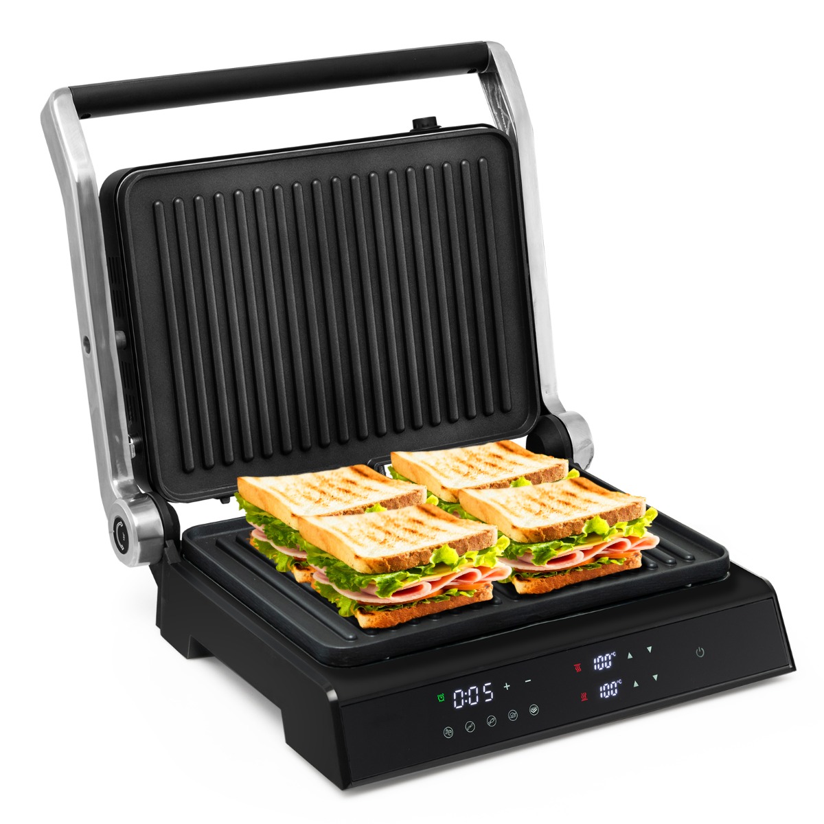 Kolm-ühes 1800 W Panini pressgrill nakkumatute plaatidega elektrigrill