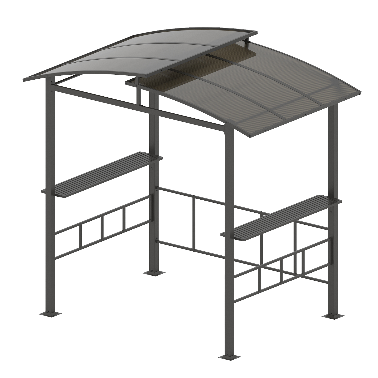 Grillpaviljon väligrilli varikatus külgriiulitega varikatus grillile aiapaviljon metallist 248 x 150 x 232 cm must