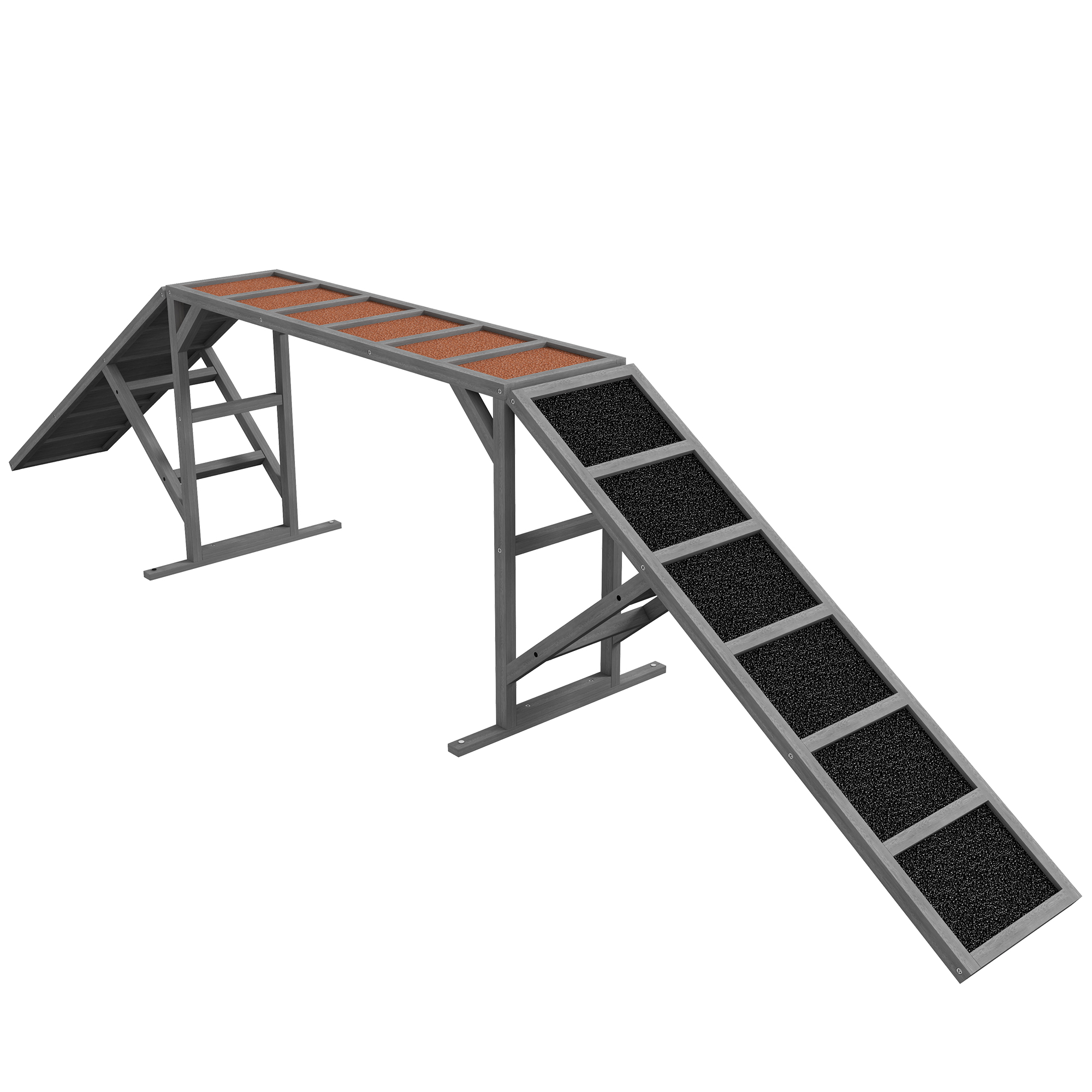 Koerte agilitysild turvavardaga, libisemiskindel pind, ilmastikukindel, agilityvarustus koertele kuni 40 kg, 335x55x60 cm, hall