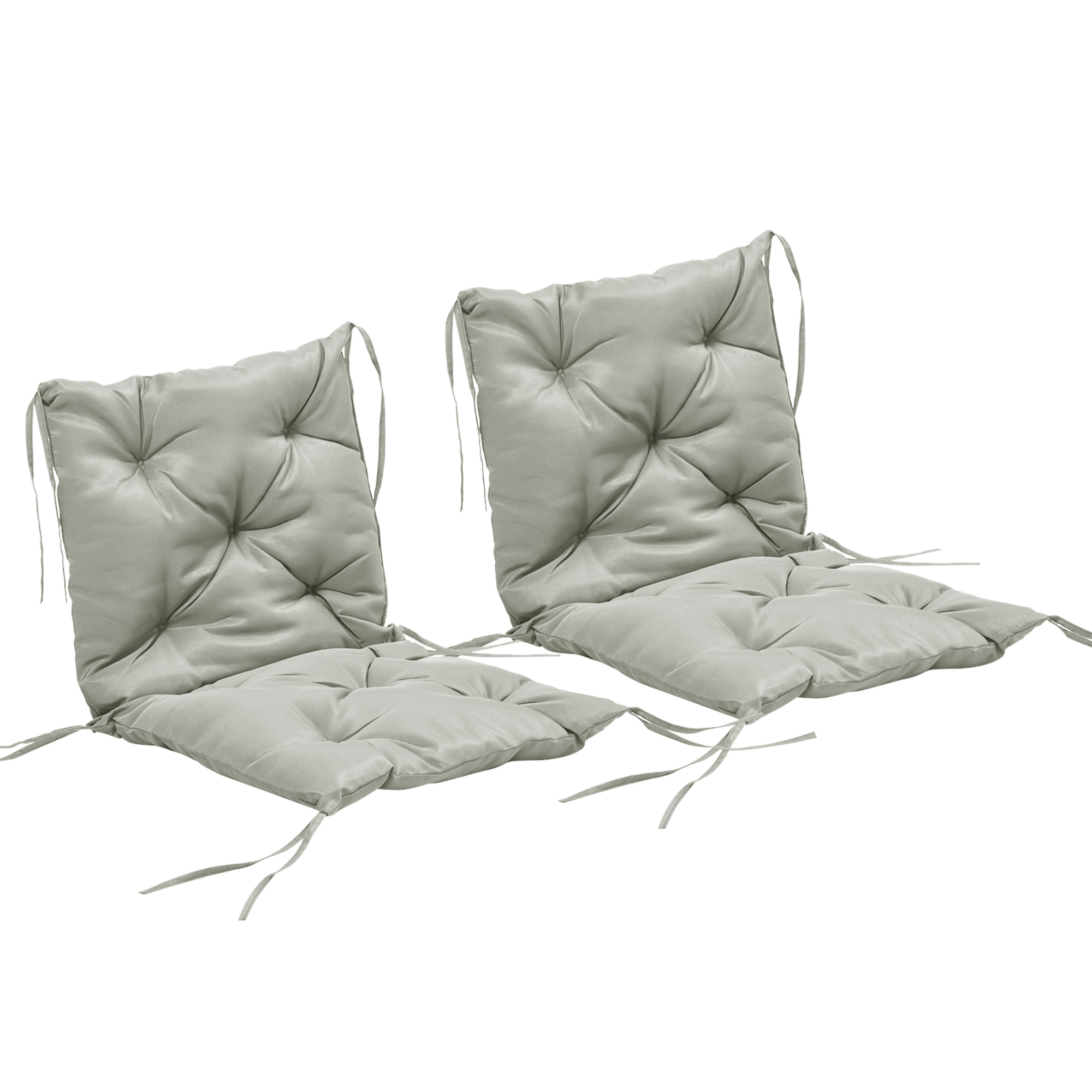 2 istmepadja komplekt, 98 x 50 cm istmepadjad paeltega, kangaga kaetud, paksus 8 cm, helehall