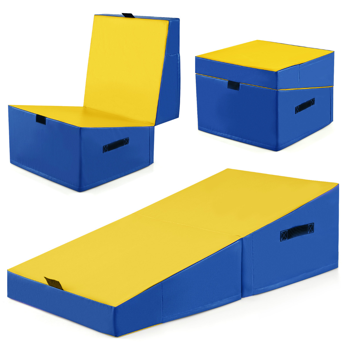 2-ühes kandekäepidemega pöördematt kaldus võimlemismatt kiilukujuline pehme matt kollane