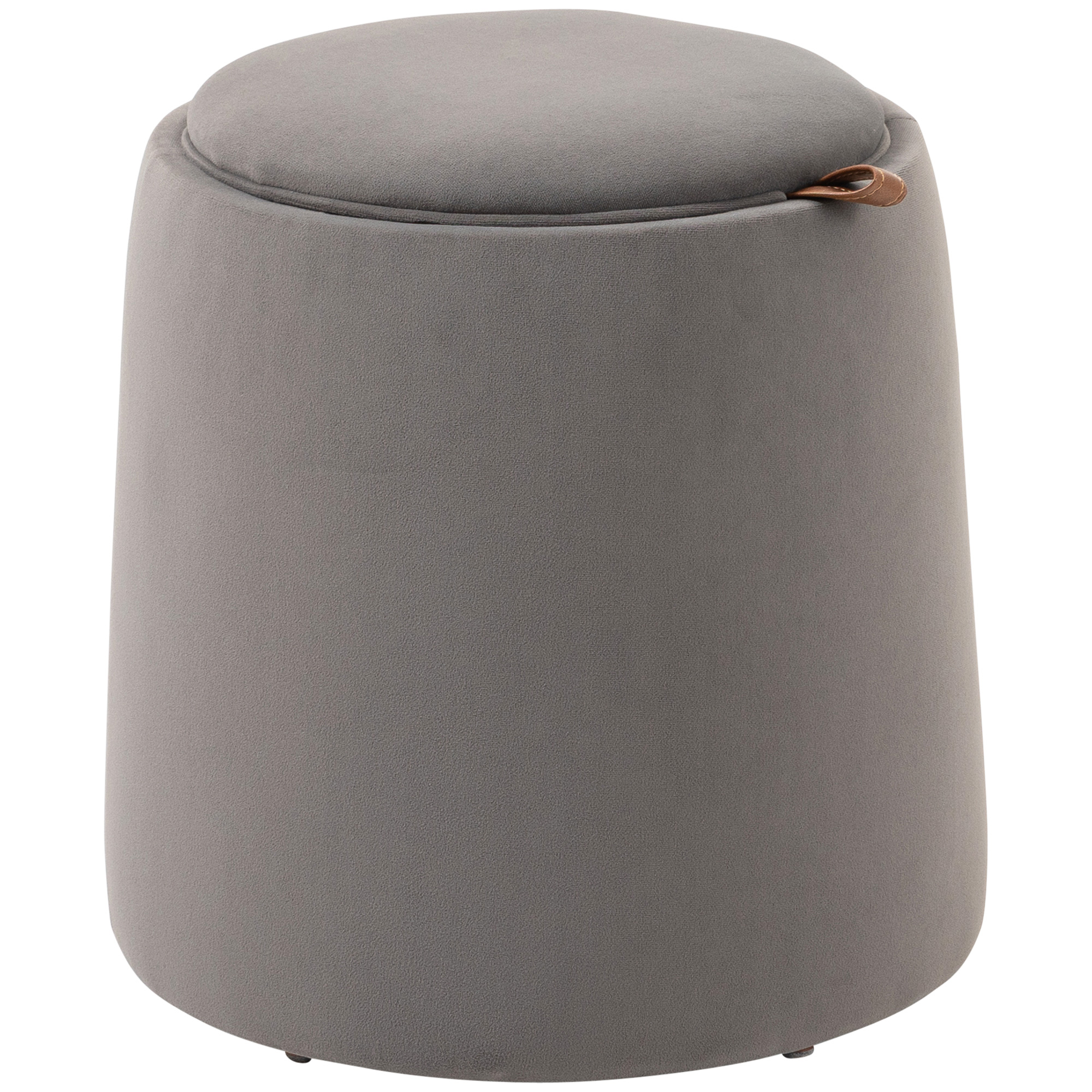 HOMCOM 2-ühes sametist välimusega tool, millel on hoiuruum ja eemaldatav kaas, Φ44 cm x 47,5 cm hall