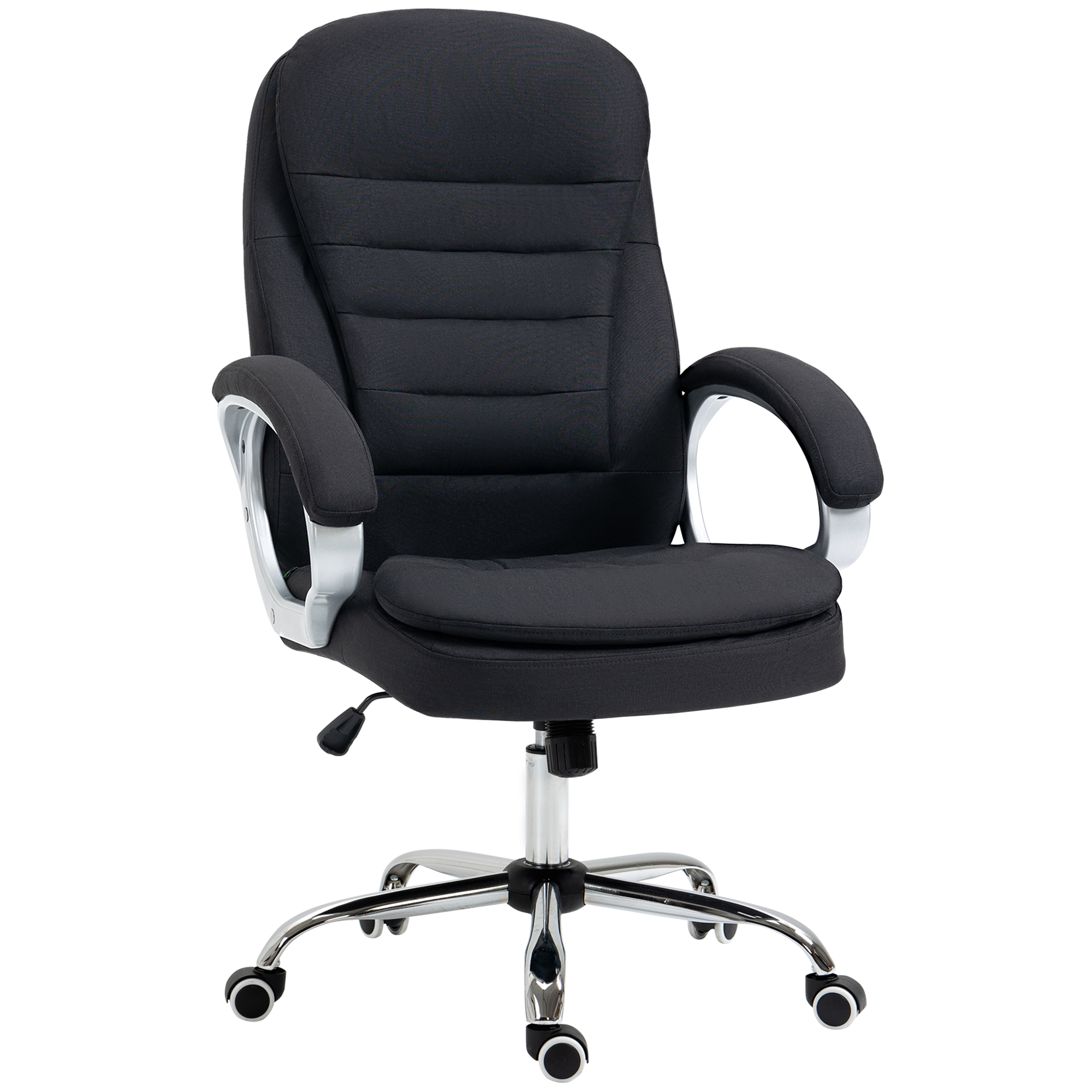 Kontoritool, töötool, lauatool, pöördtool, 360°, ergonoomiline, kiiktool, kõrguse reguleerimise võimalus, must linane, 64 x 75 x 111-121 cm