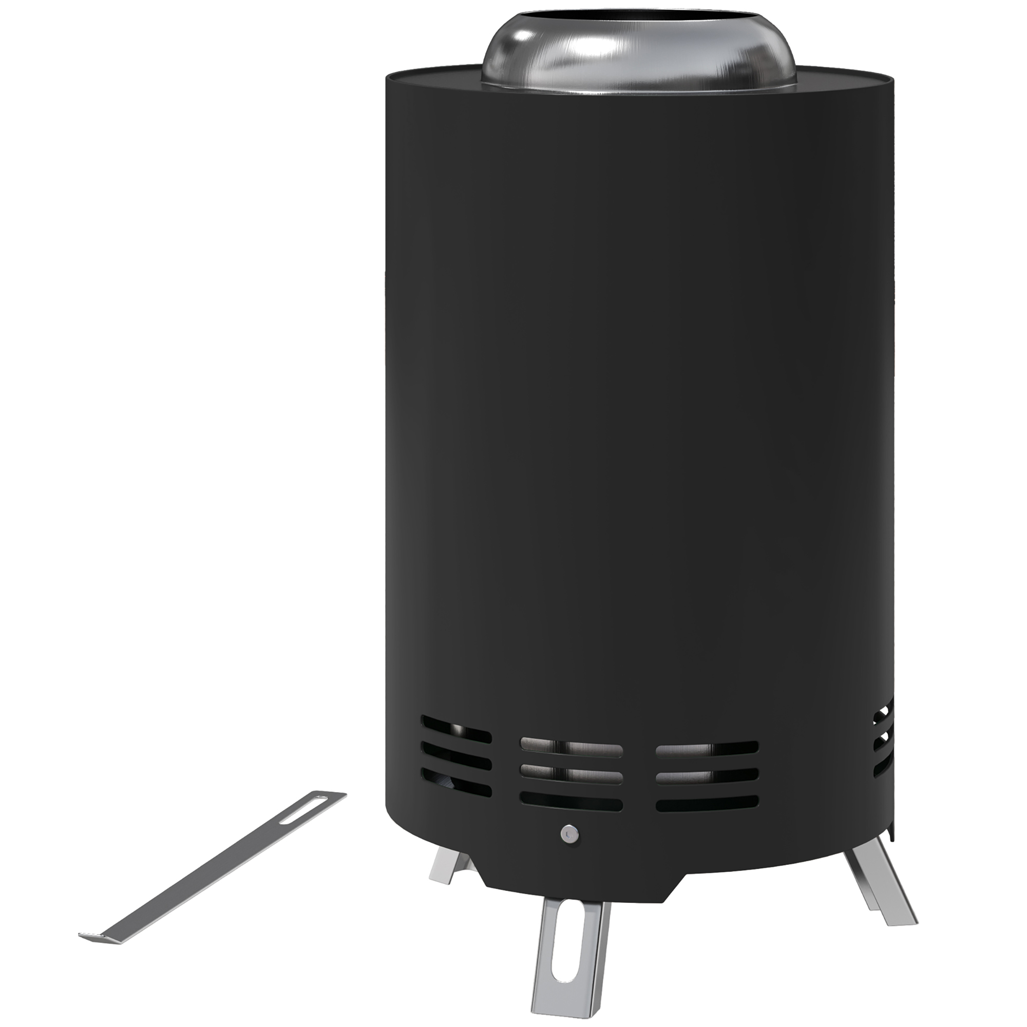 Roostevabast terasest lõkkekauss Ø16x25cm, lõkkease rootoriga, suitsuvabad lõkkekausid, must