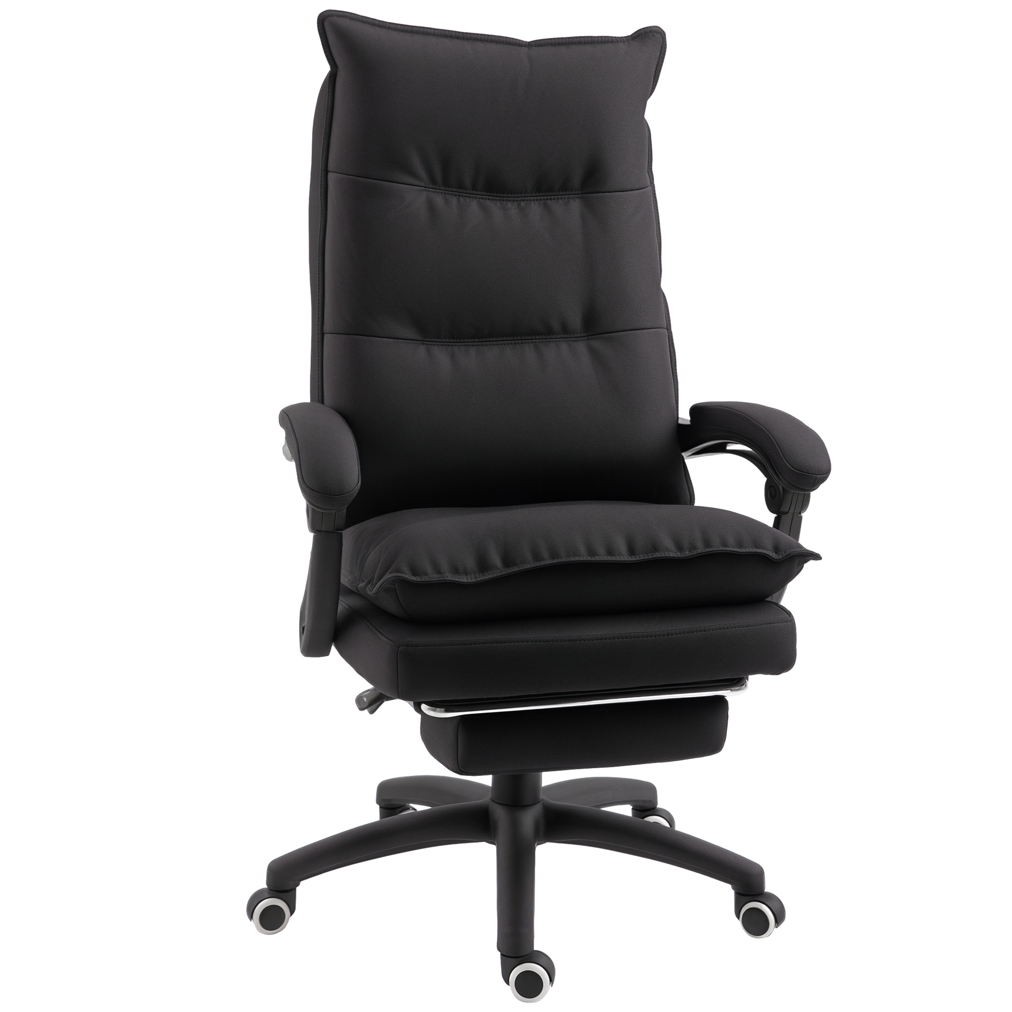 Massaažifunktsiooniga kontoritool, ergonoomiline lauatool lamamis- ja pöörlemisfunktsiooniga, jalatoega, must