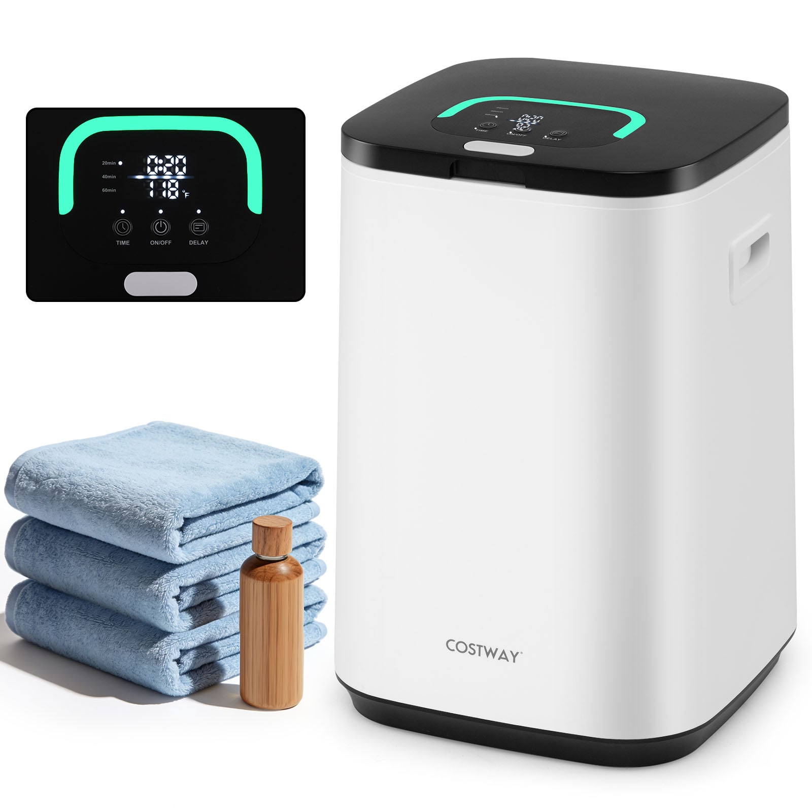 Rätikusoojendaja 23 L rätikusoojenduskonteiner märgutule, taimeri ja soojendusajaga, valge