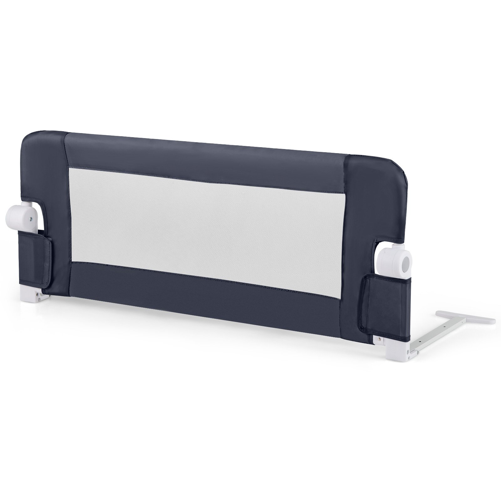 Voodipiire turvapiire väikelastele pehme vahtkummiga ja rihmaga 105 x 40 x 42 cm tumehall